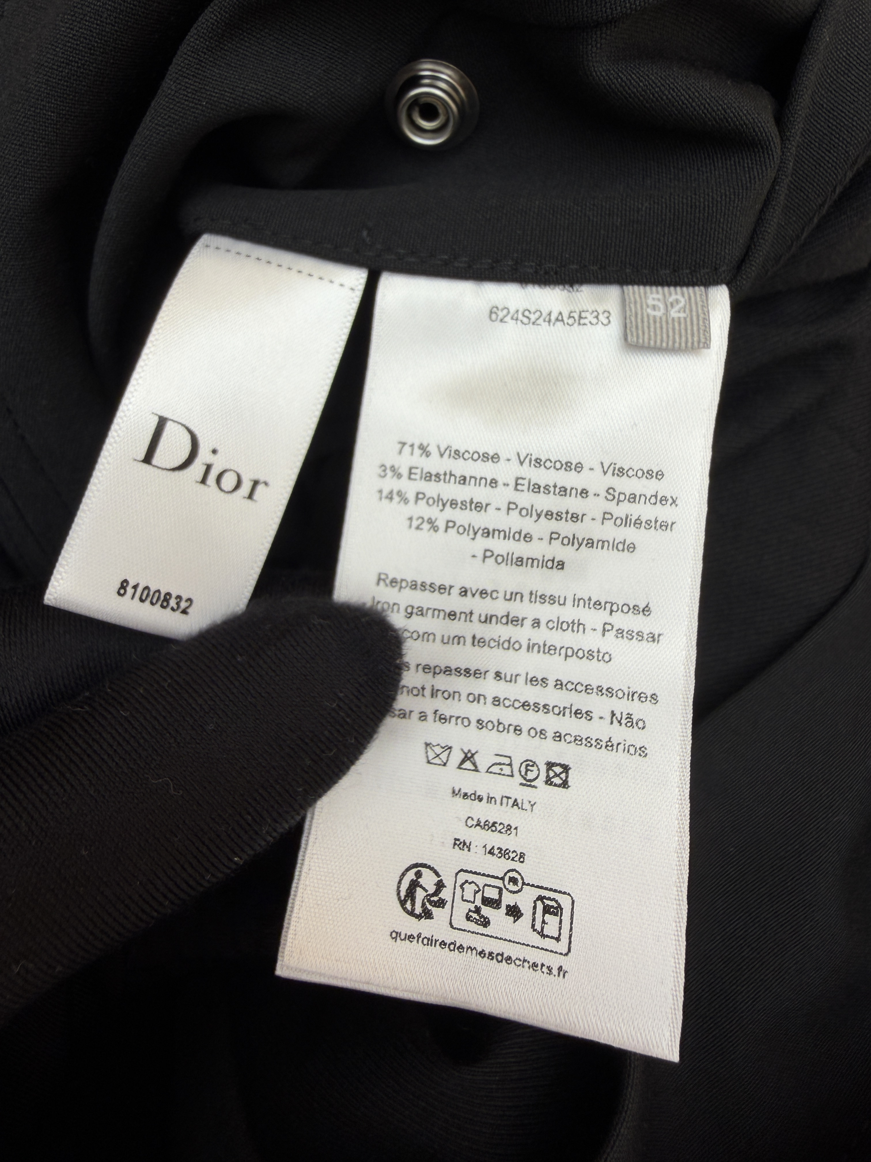 DIOR 迪奥 下摆搭扣拉链外套 夹克 秋冬款 长袖 黑色 B2