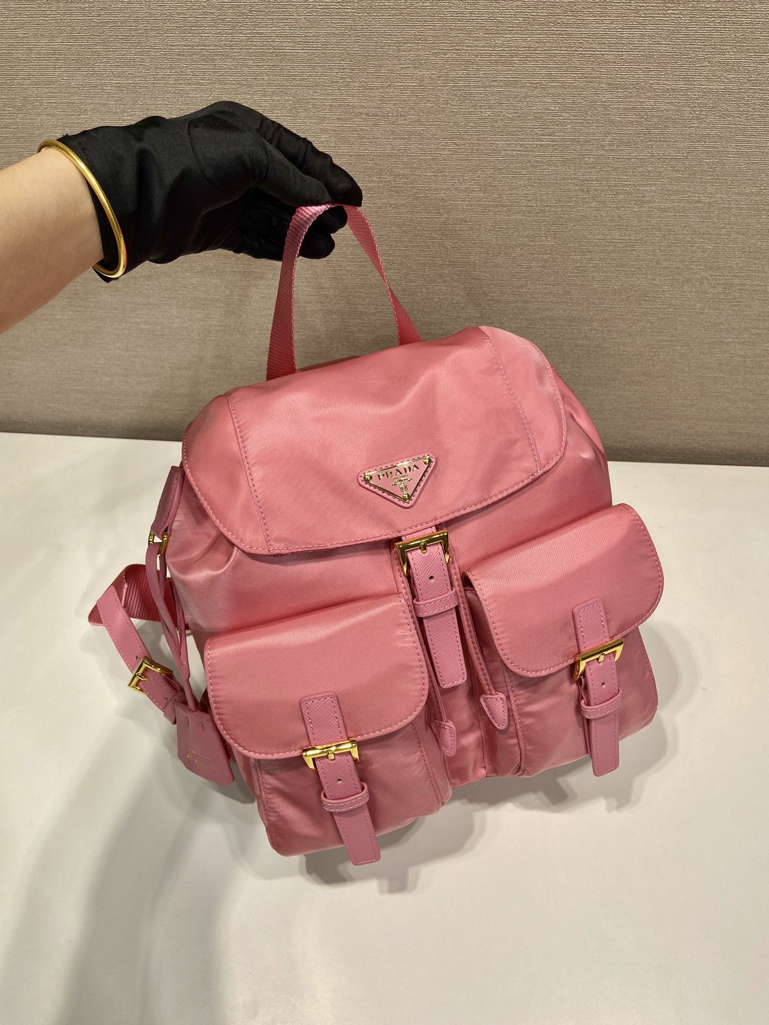 小号 普拉达 PRADA Re-Nylon 双肩包 尼龙 海棠粉 H0-1BZ677_RV44_F0JII_V_OOM