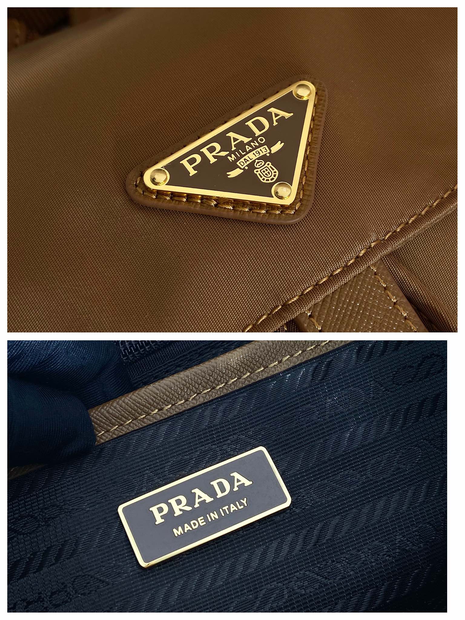 小号 普拉达 PRADA Re-Nylon 双肩包 尼龙 棕色 H0-1BZ677_RV44_F0Y8C_V_OOM