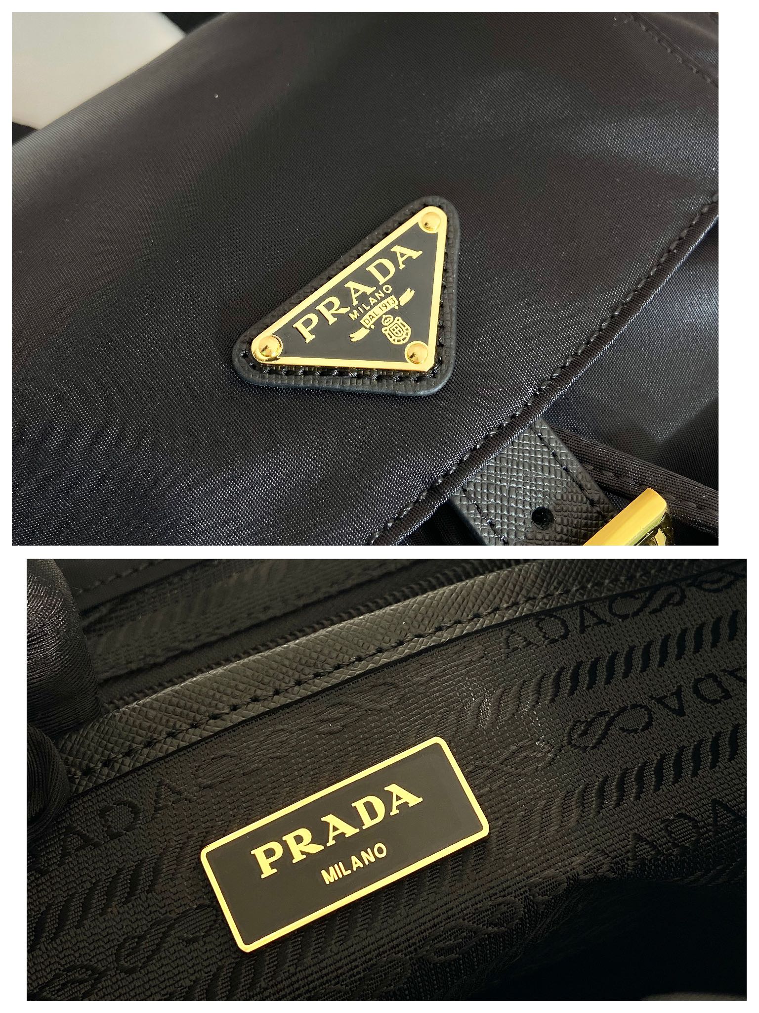 小号 普拉达 PRADA Re-Nylon 双肩包 尼龙 黑色 H0-1BZ677_RV44_F0632_V_OOM