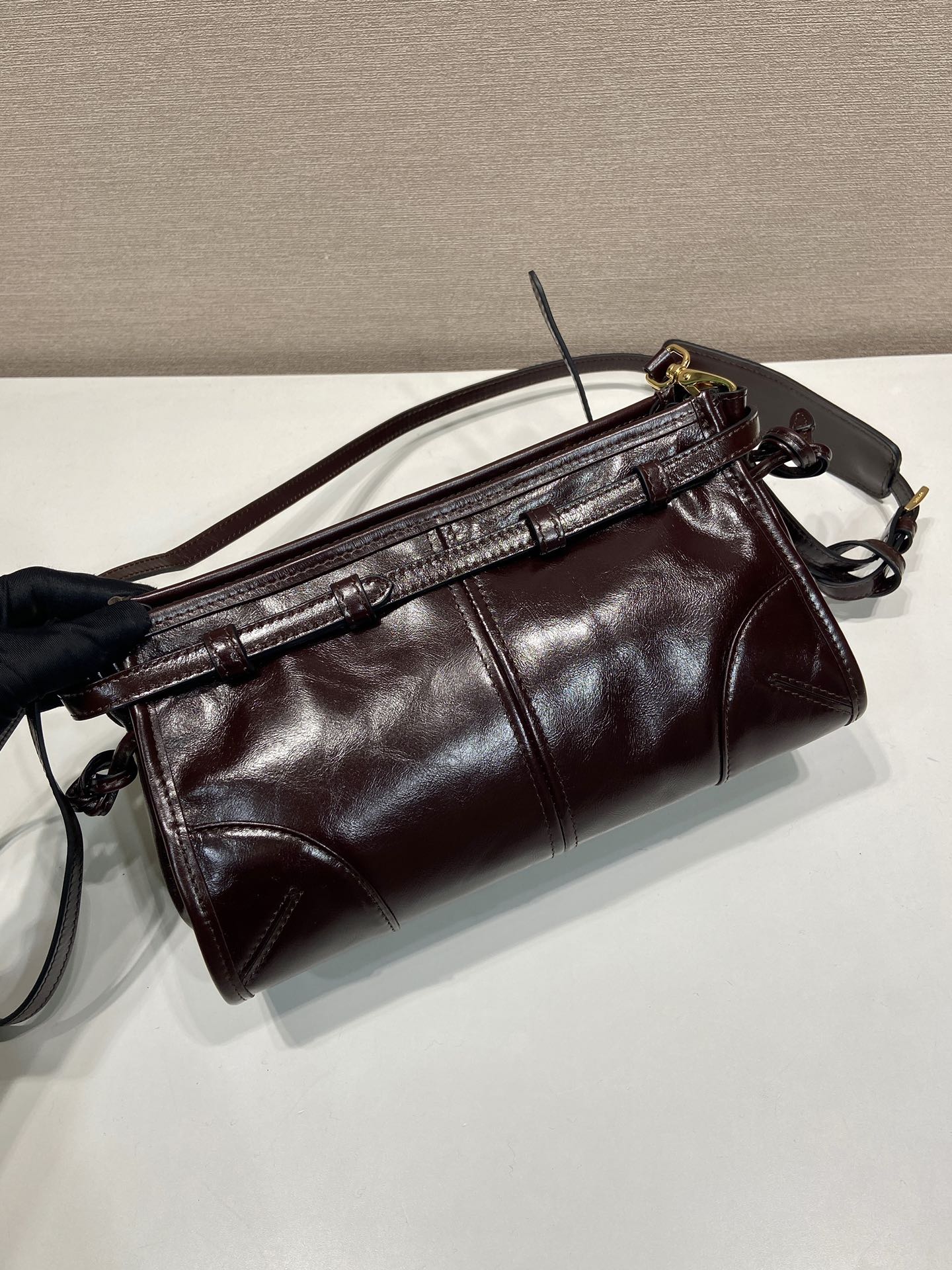 小号 普拉达 PRADA Bonnie soft lux  皮革 红色 F0-1BH215