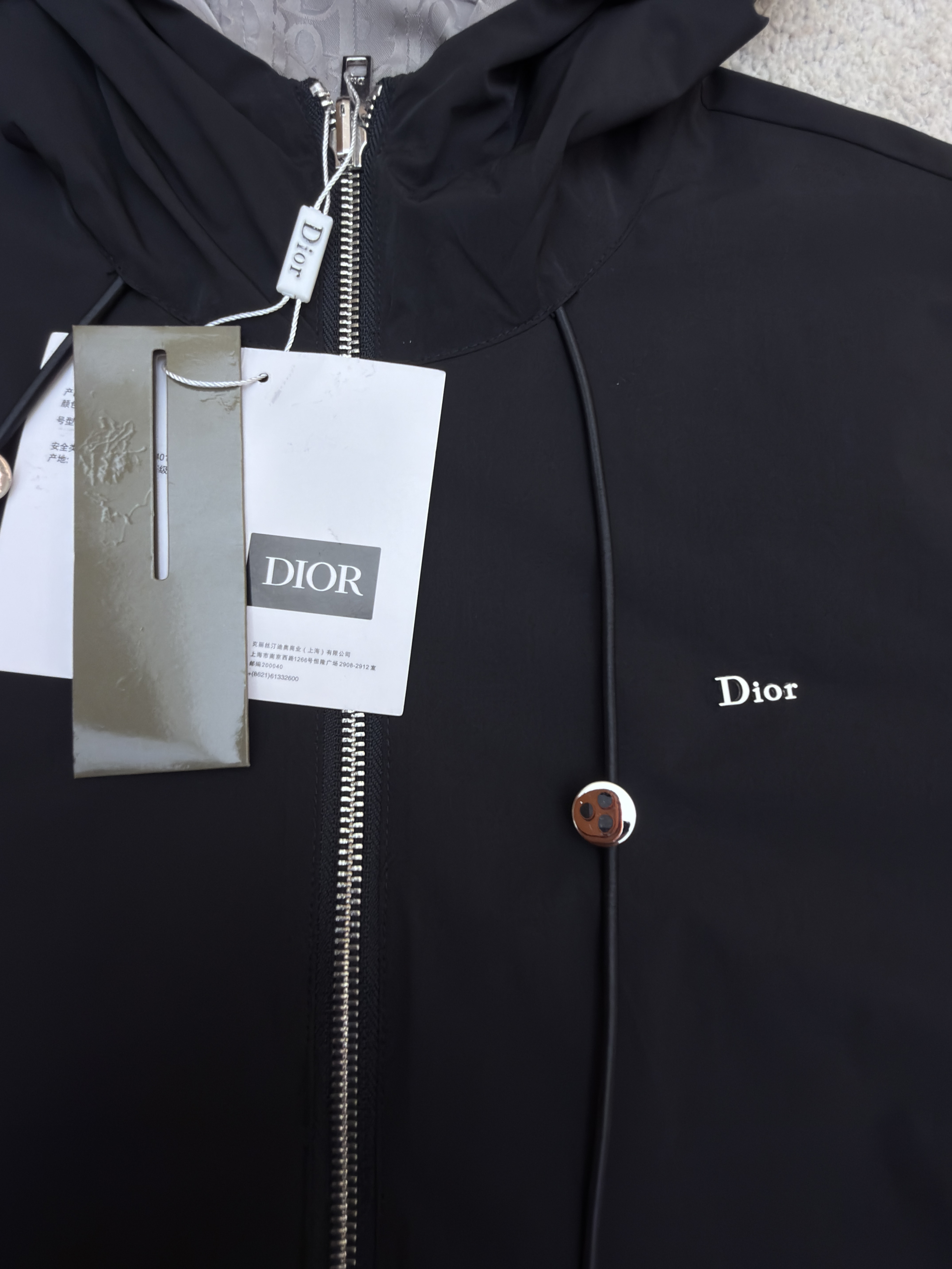 DIOR 迪奥 双面两穿拉链连帽夹克 外套 长袖 秋冬 黑色 C0