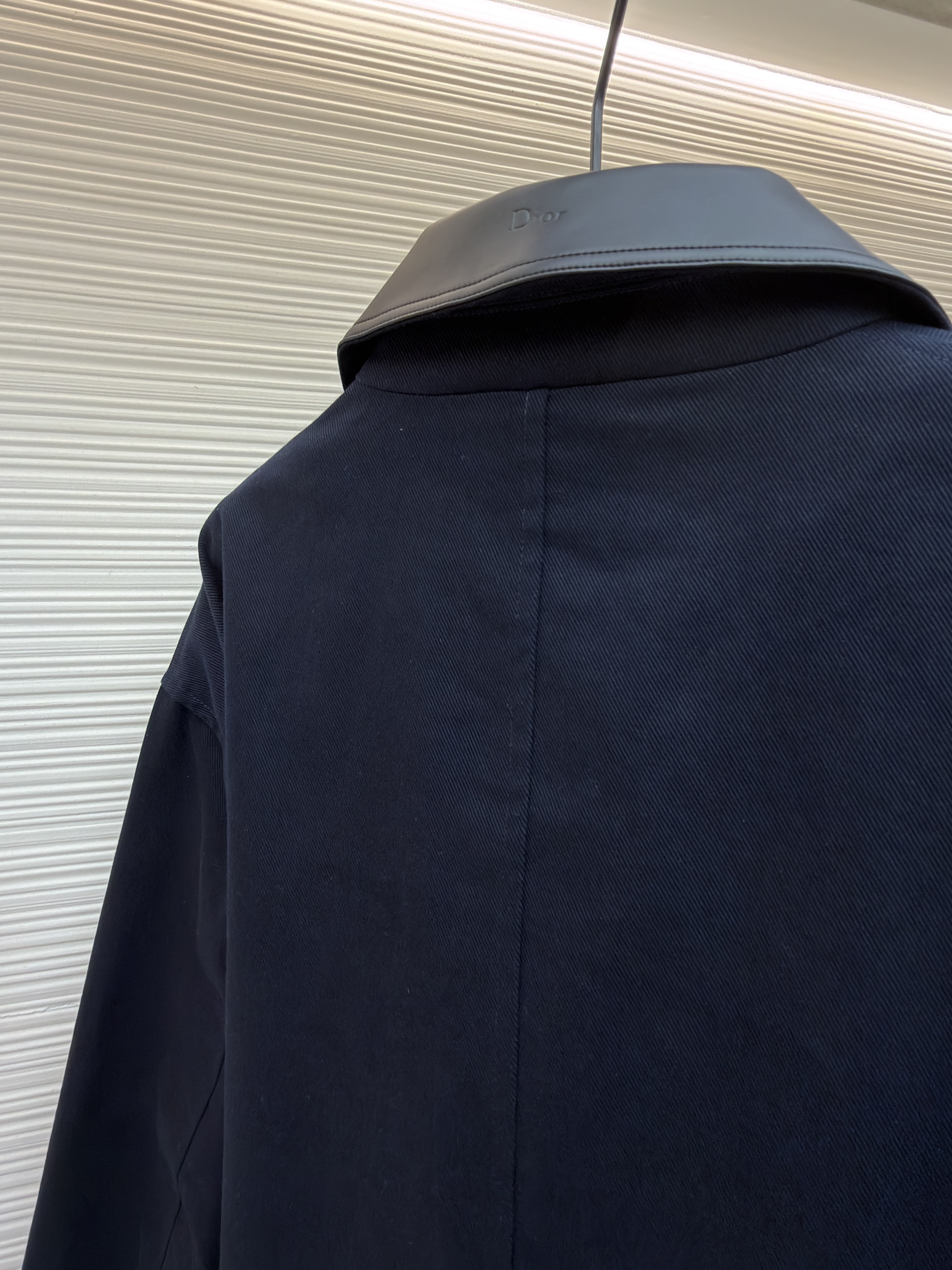 DIOR 迪奥 刺绣搭扣皮革领夹克 外套 长袖 秋冬 藏蓝色 C0