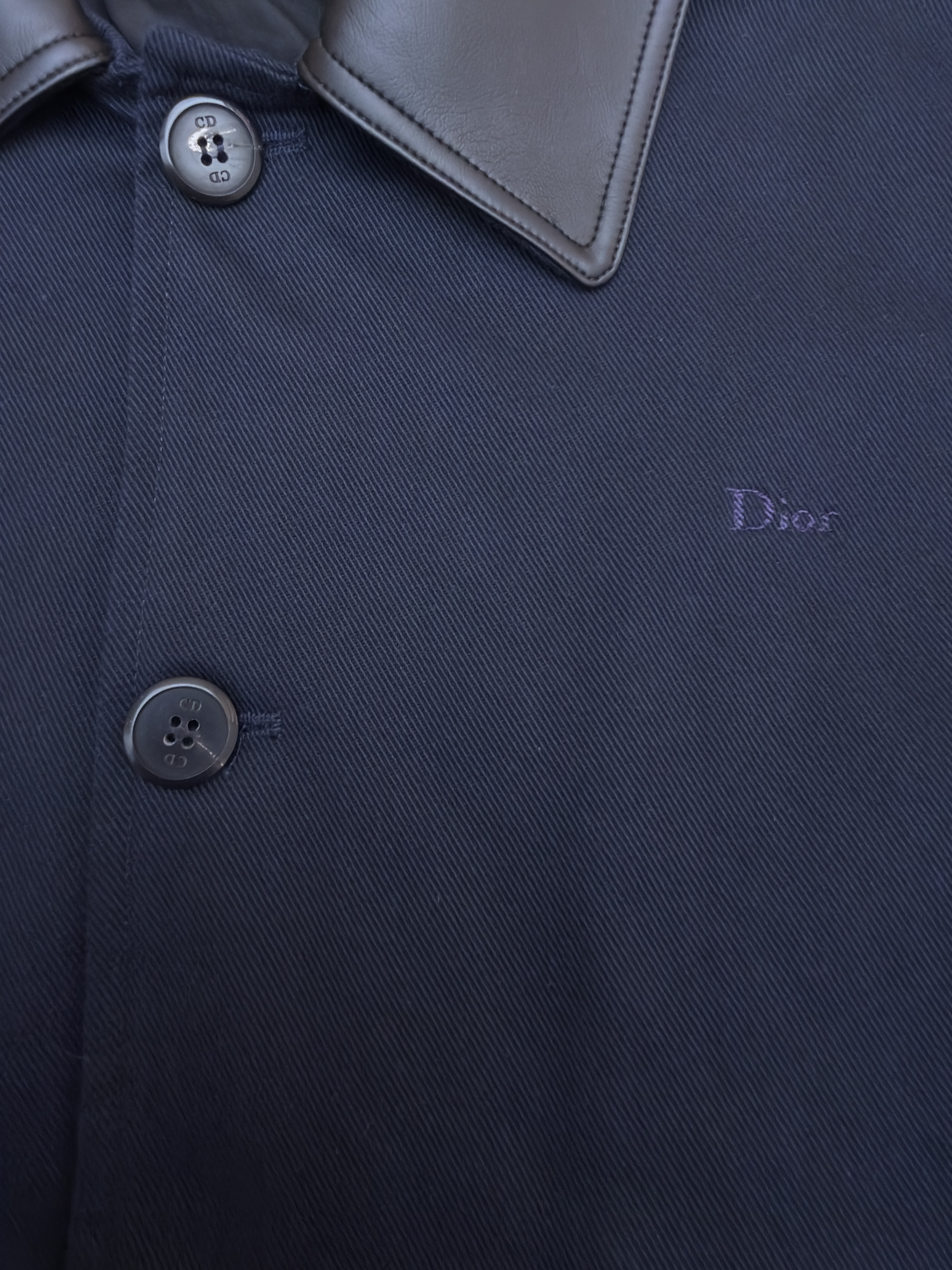 DIOR 迪奥 刺绣搭扣皮革领夹克 外套 长袖 秋冬 藏蓝色 C0