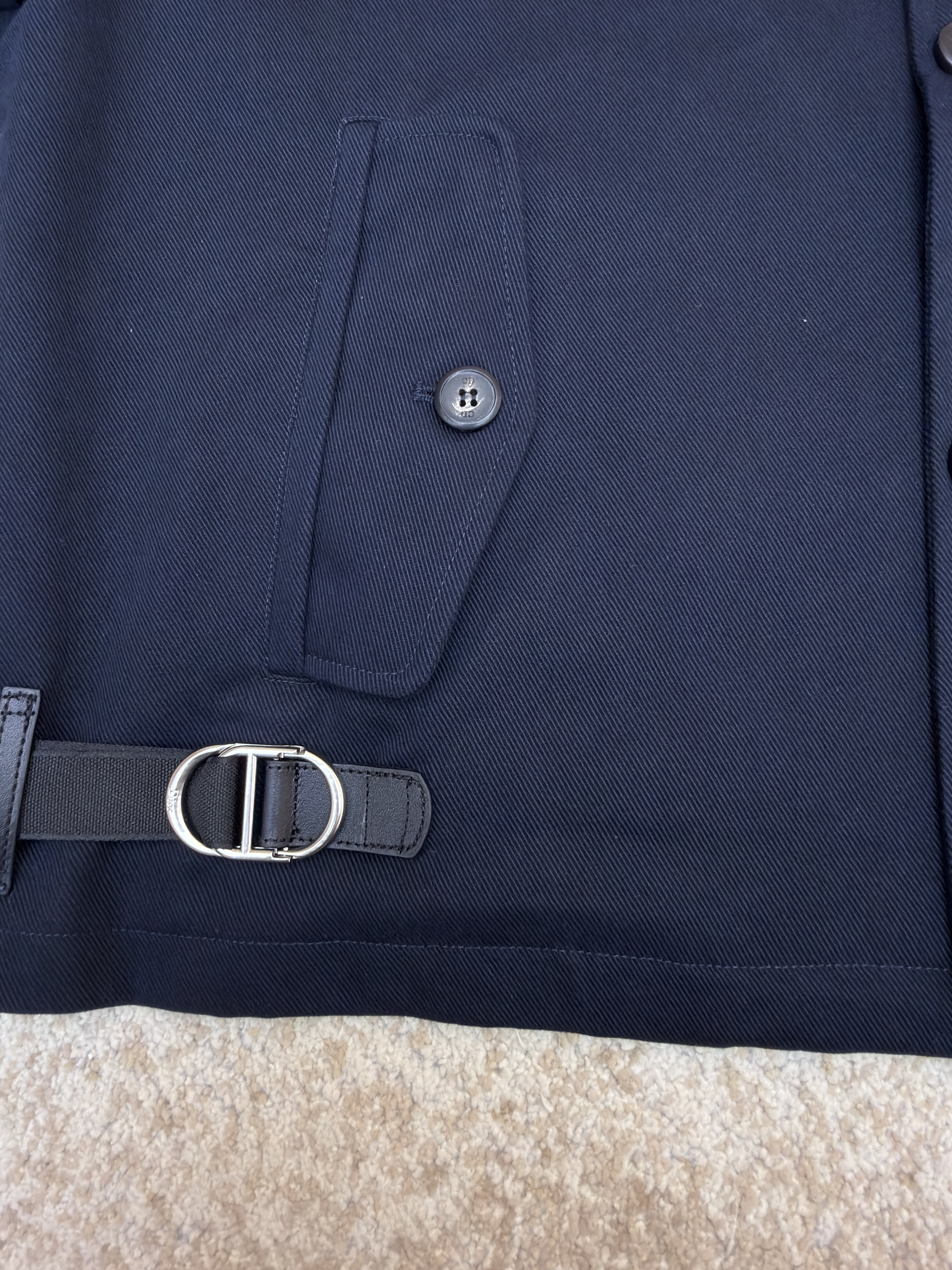 DIOR 迪奥 刺绣搭扣皮革领夹克 外套 长袖 秋冬 藏蓝色 C0