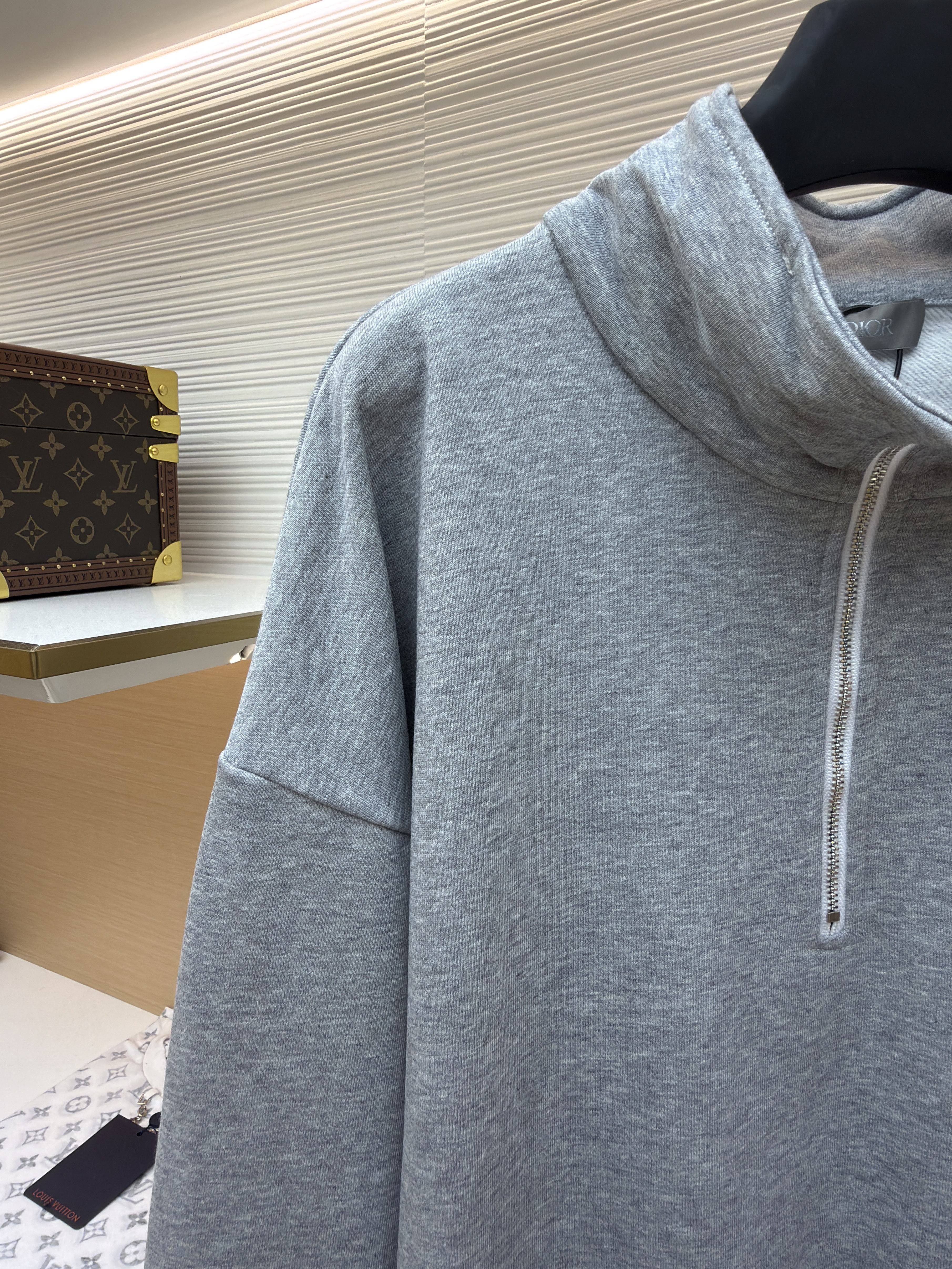 DIOR 迪奥 CD标志Polo半拉链卫衣 秋冬 外套 长袖 灰色 深灰色 A7