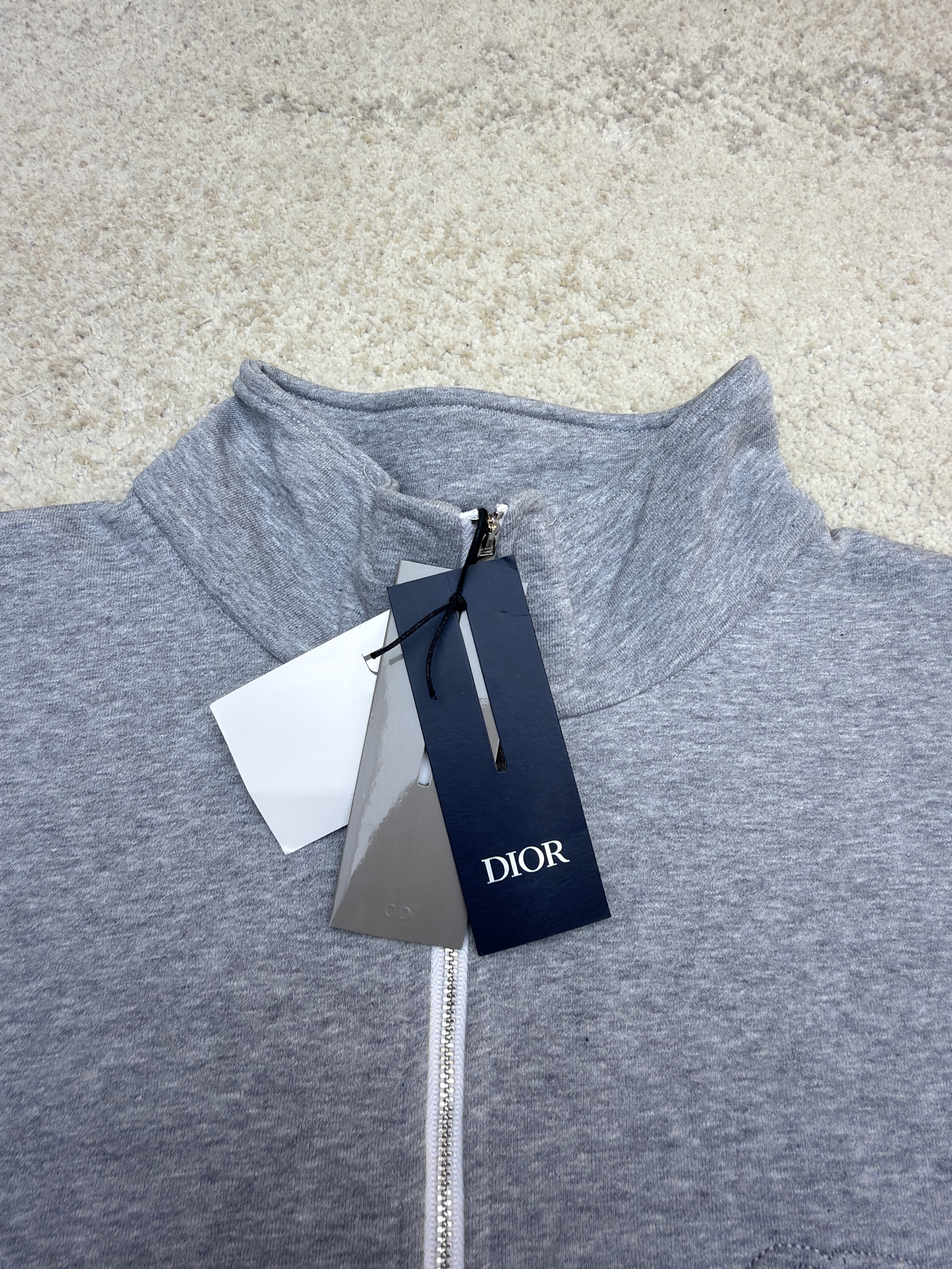 DIOR 迪奥 CD标志Polo半拉链卫衣 秋冬 外套 长袖 灰色 深灰色 A7