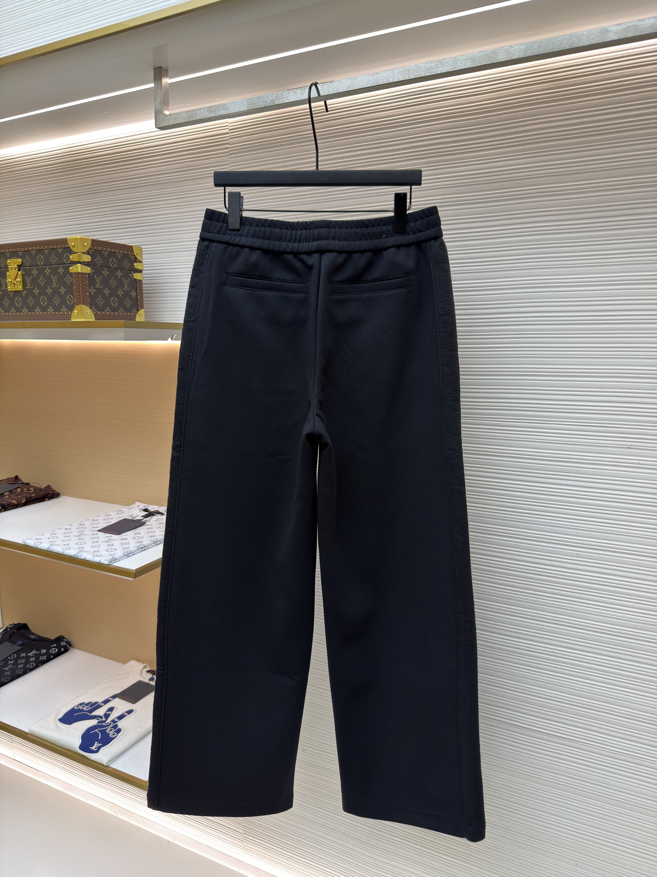 DIOR 迪奥 镶片松紧腰休闲裤 运动裤 长裤 裤子 黑色 B0