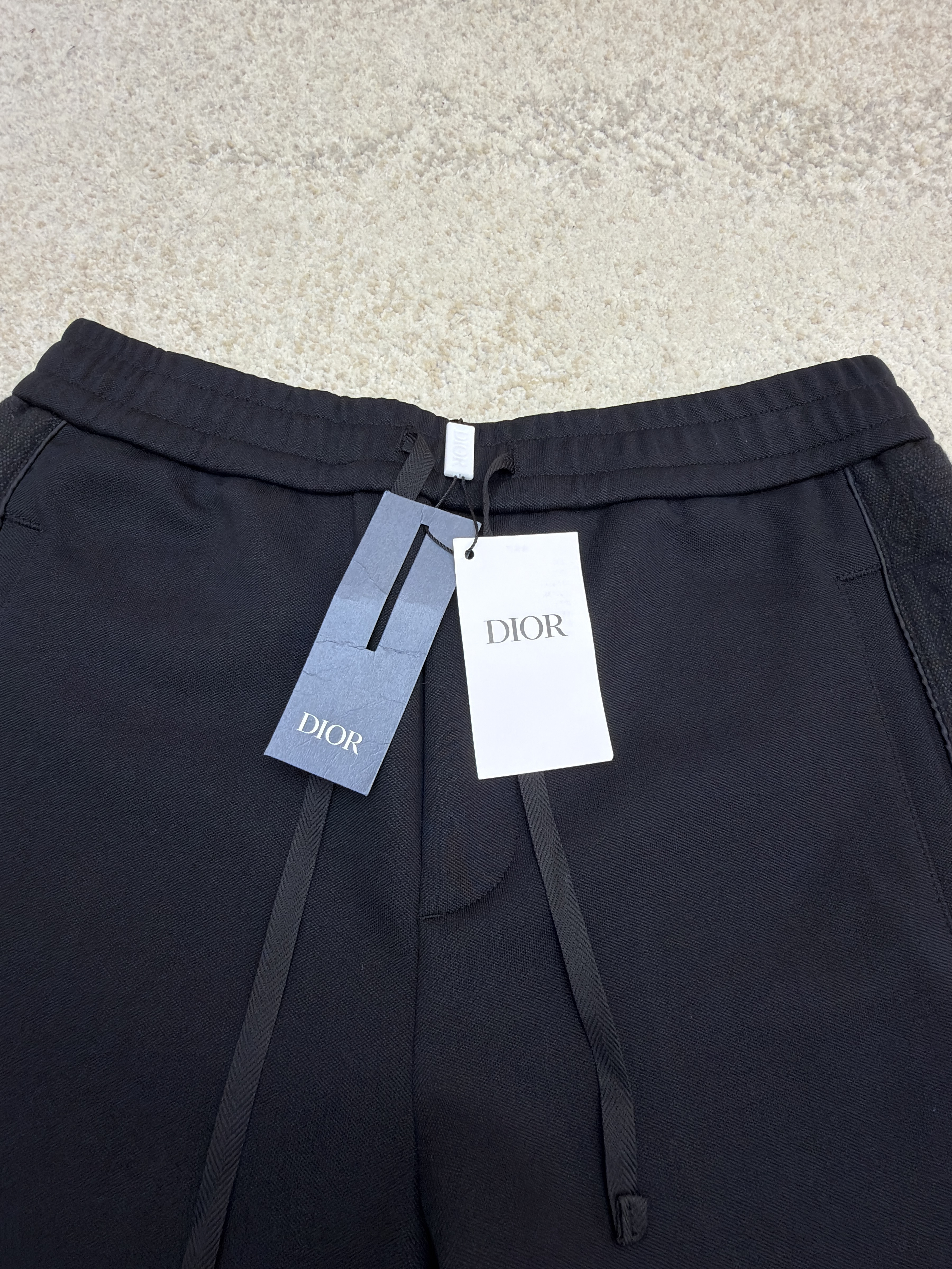 DIOR 迪奥 镶片松紧腰休闲裤 运动裤 长裤 裤子 黑色 B0