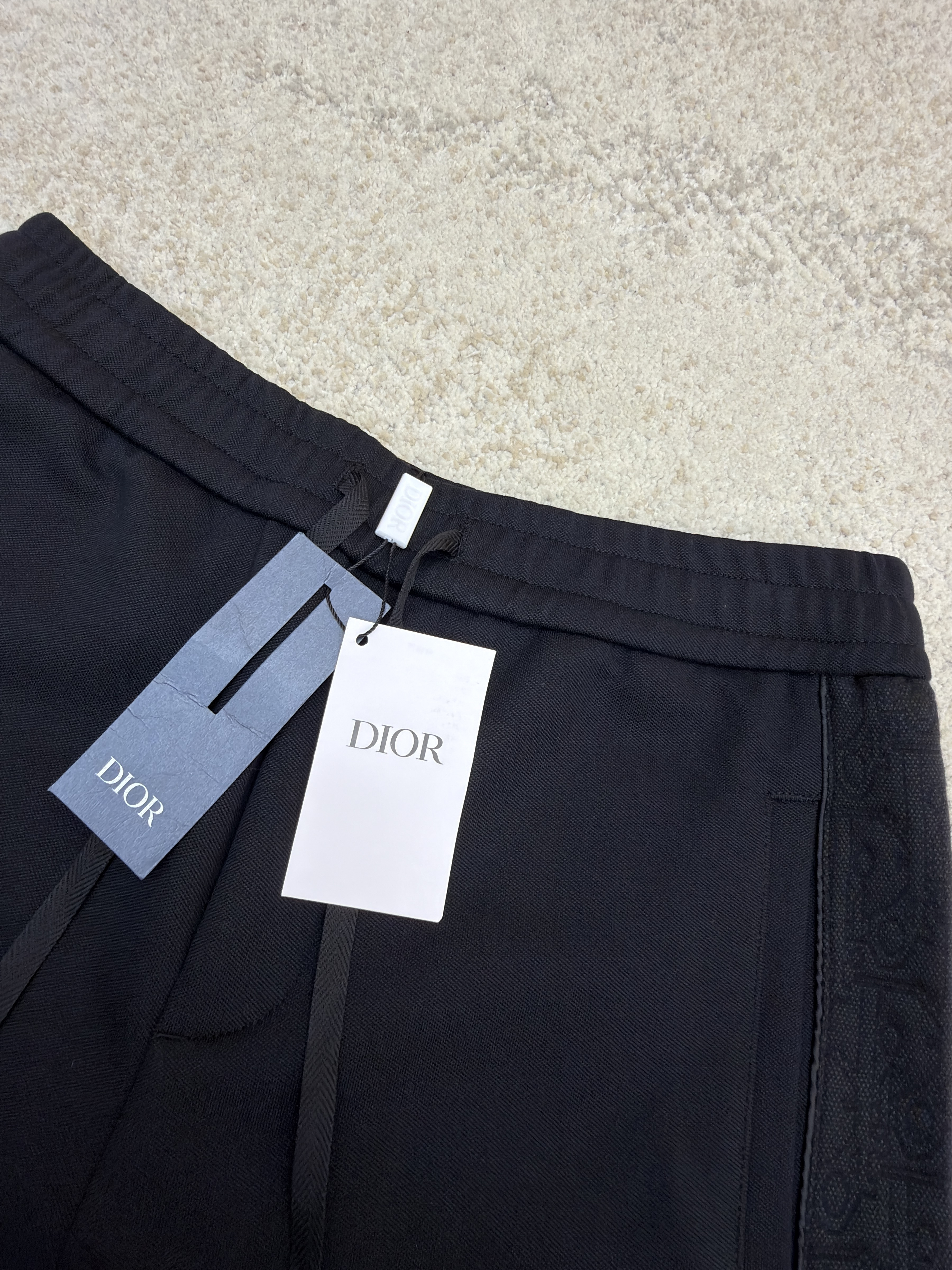 DIOR 迪奥 镶片松紧腰休闲裤 运动裤 长裤 裤子 黑色 B0