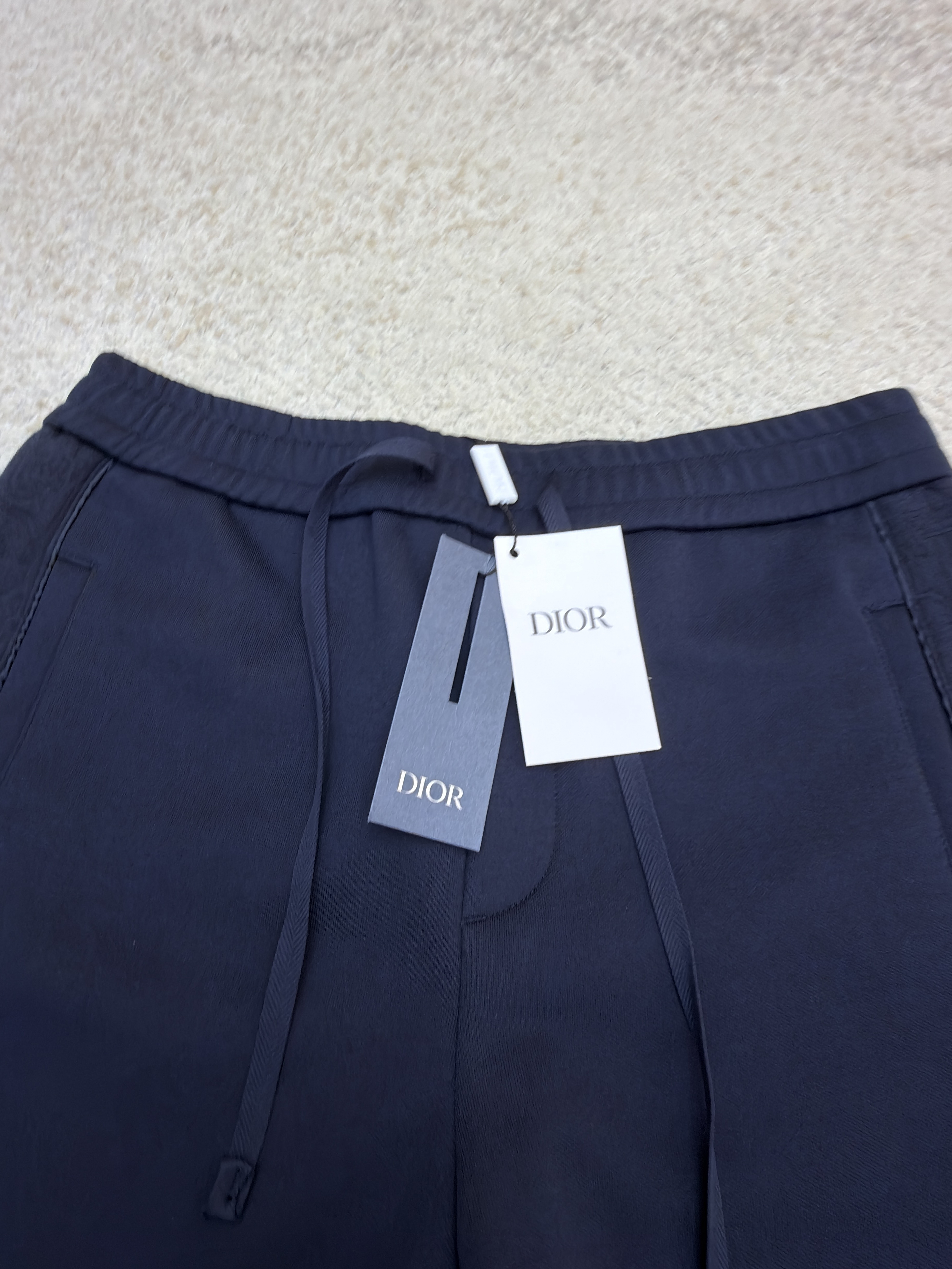 DIOR 迪奥 镶片松紧腰休闲裤 运动裤 长裤 裤子 藏蓝色 B0