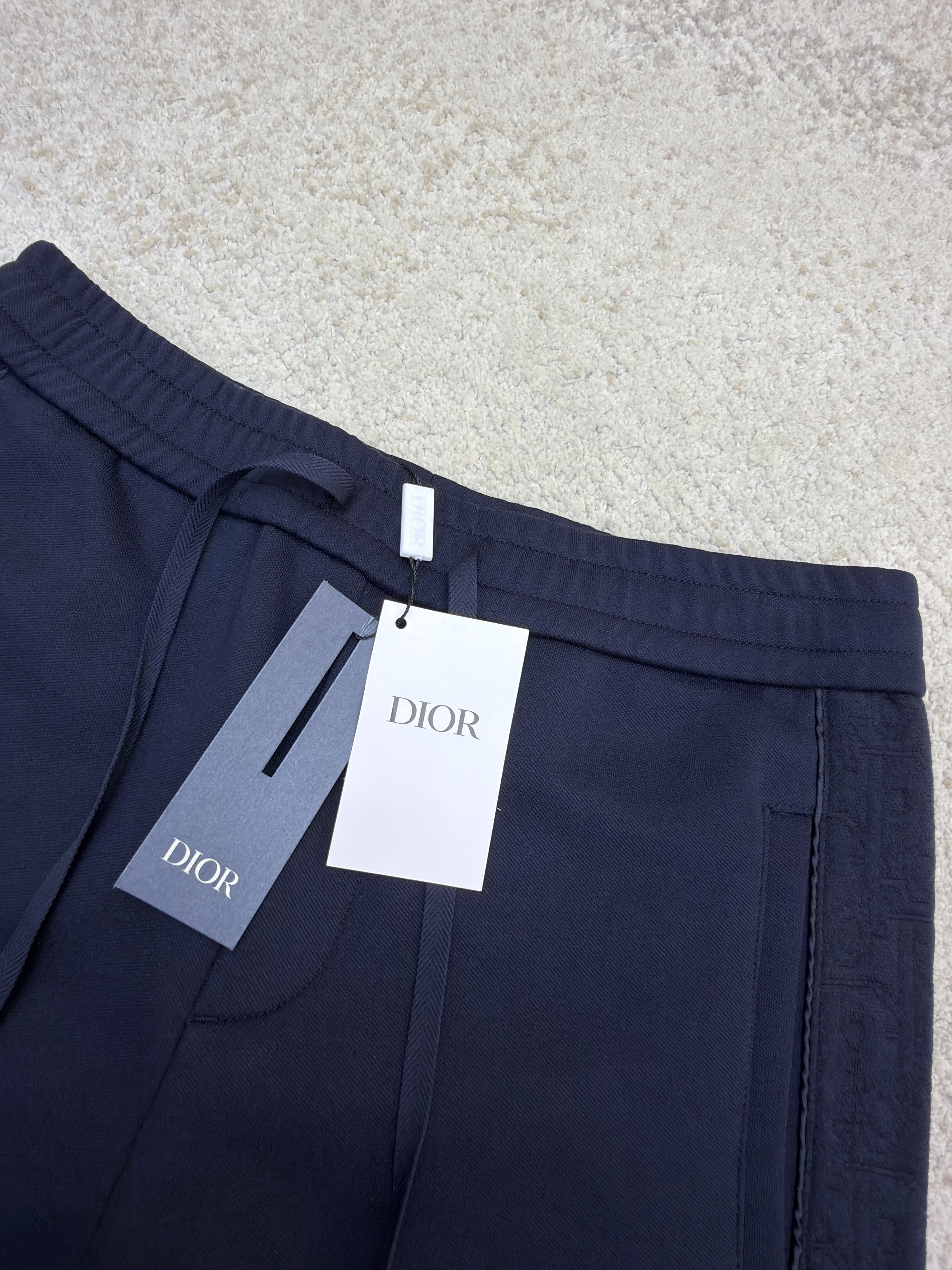 DIOR 迪奥 镶片松紧腰休闲裤 运动裤 长裤 裤子 藏蓝色 B0