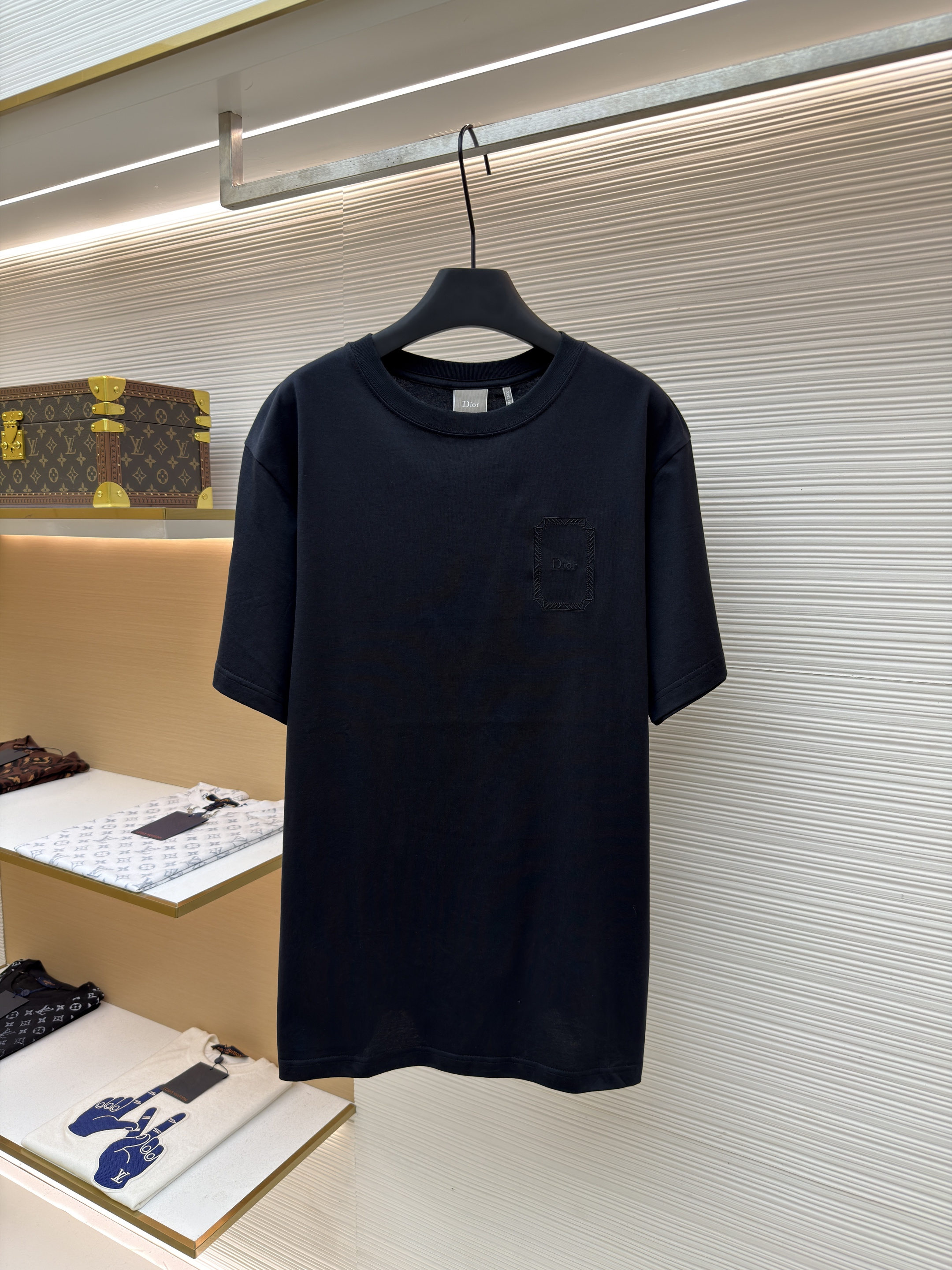 DIOR 迪奥 铭牌刺绣圆领短袖 T恤 夏季 白色 黑色 A0 