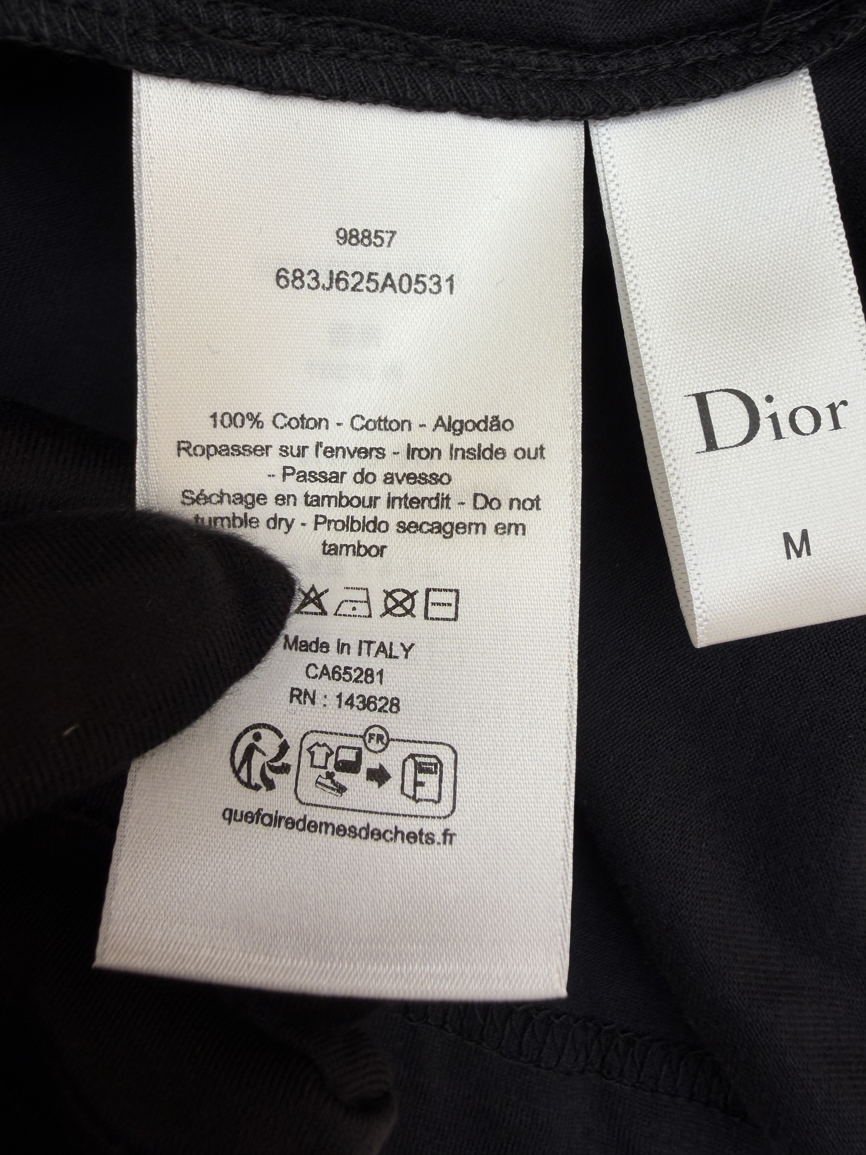DIOR 迪奥 铭牌刺绣圆领短袖 T恤 夏季 白色 黑色 A0 