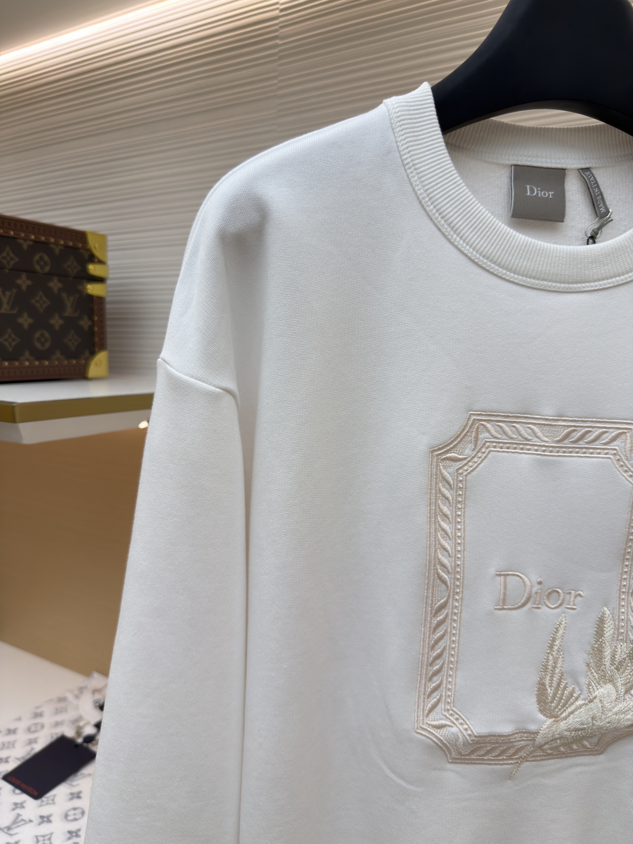DIOR 迪奥 蜂鸟图案套头卫衣 圆领 秋冬 外套 长袖 白色 B0 