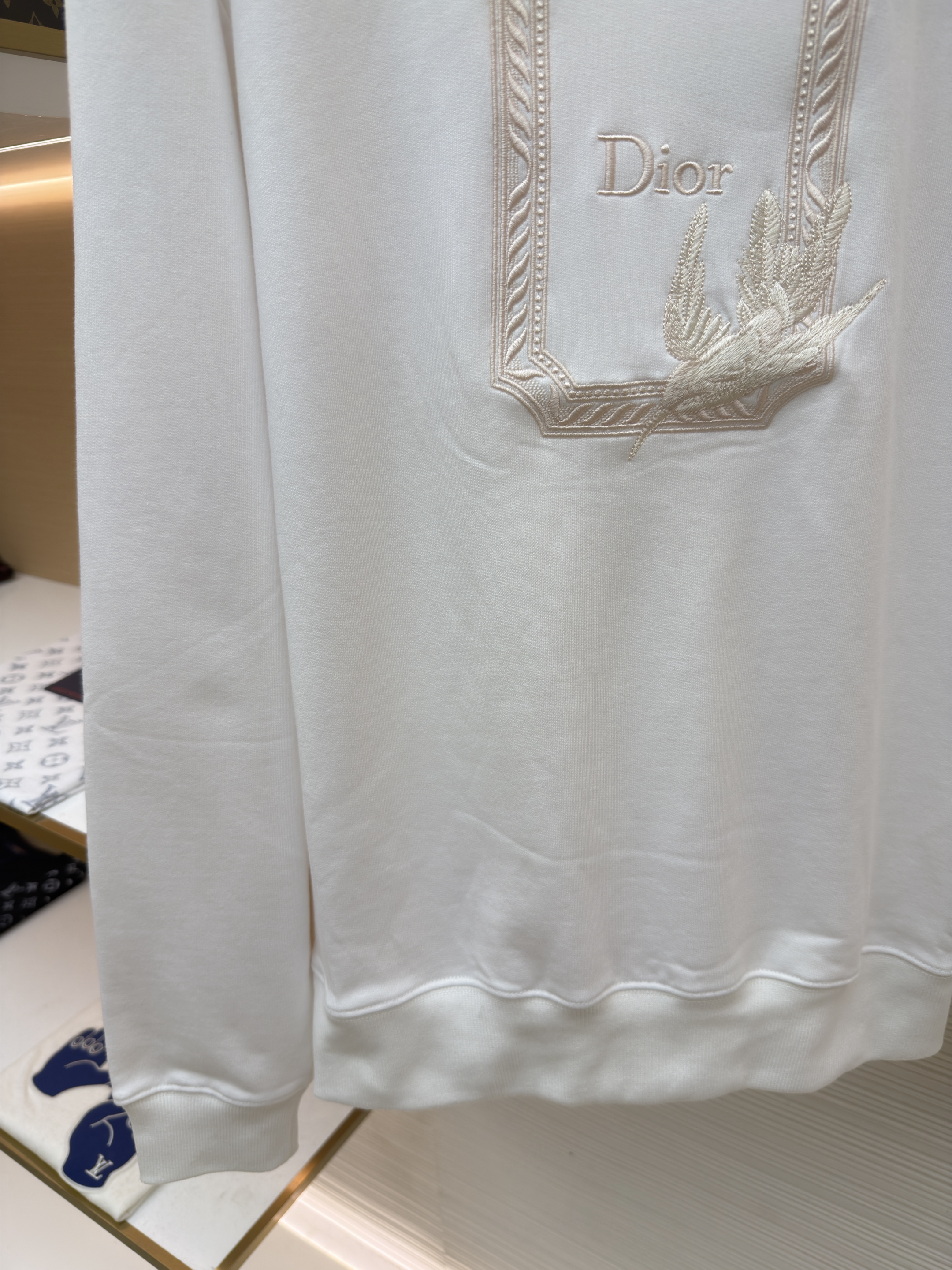 DIOR 迪奥 蜂鸟图案套头卫衣 圆领 秋冬 外套 长袖 白色 B0 