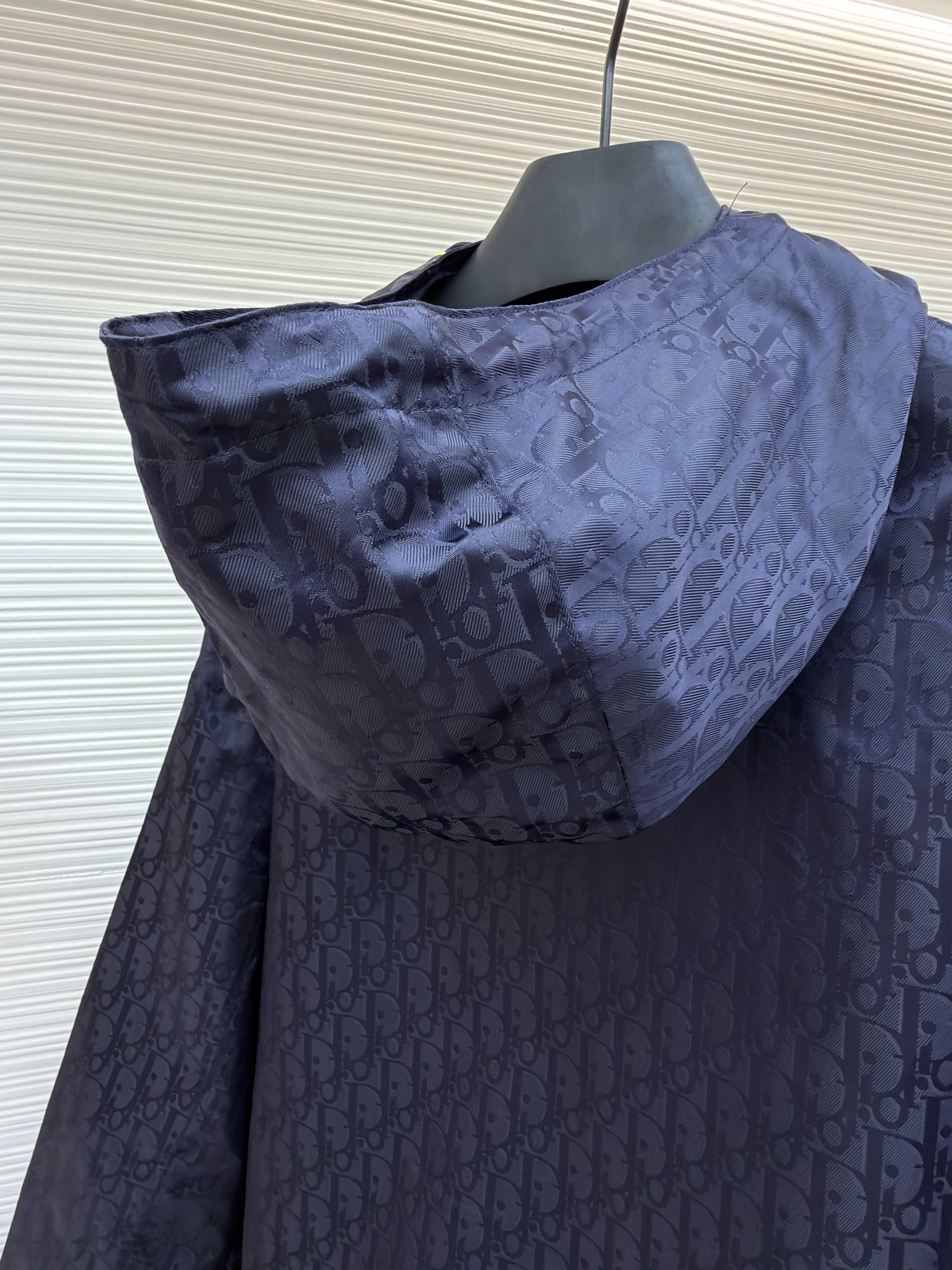 DIOR 迪奥 Oblique 满印暗纹印花拉链连帽夹克 外套 长袖 藏蓝色 浅蓝色 B2