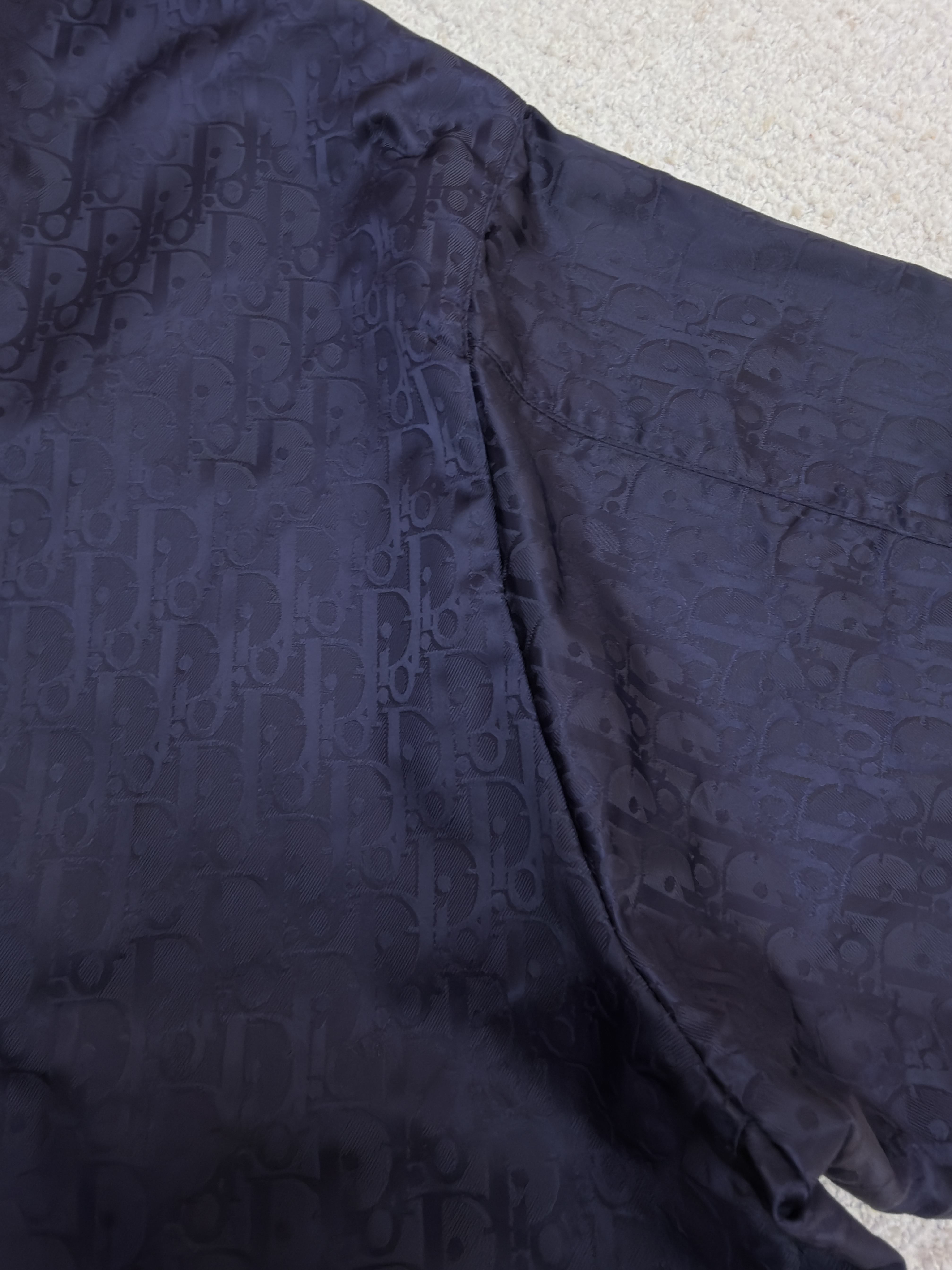 DIOR 迪奥 Oblique 满印暗纹印花拉链连帽夹克 外套 长袖 藏蓝色 浅蓝色 B2