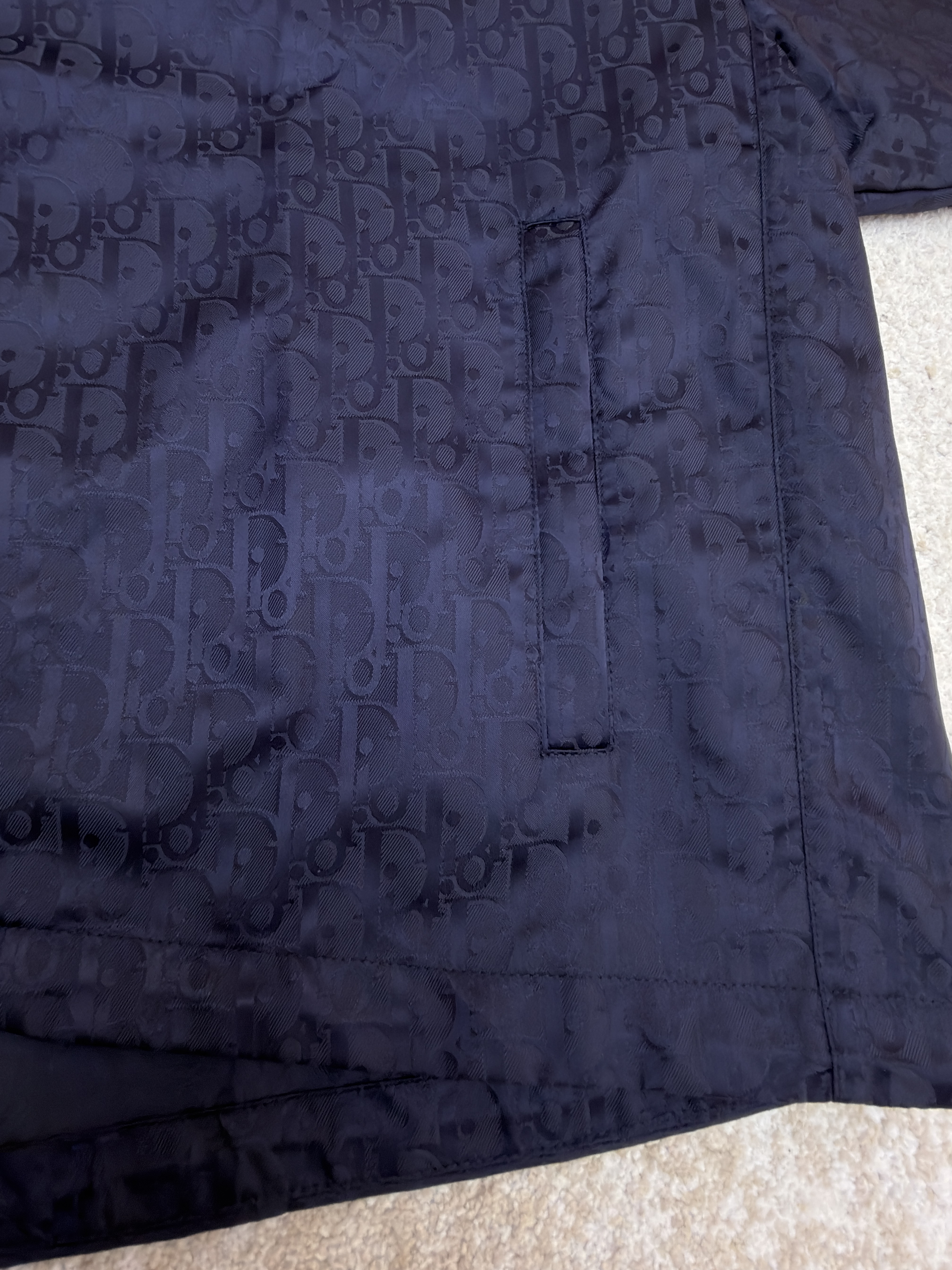 DIOR 迪奥 Oblique 满印暗纹印花拉链连帽夹克 外套 长袖 藏蓝色 浅蓝色 B2