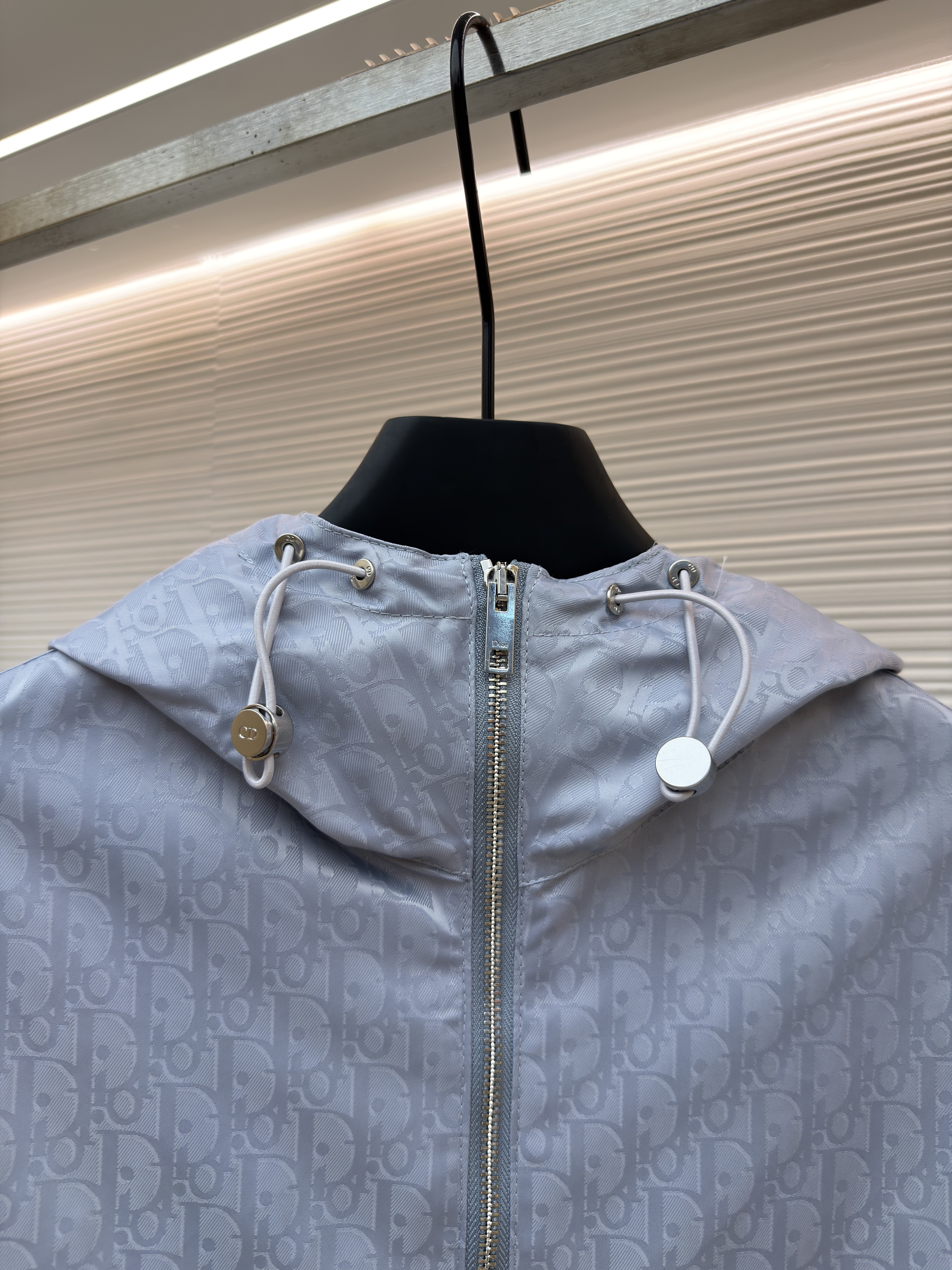 DIOR 迪奥 Oblique 满印暗纹印花拉链连帽夹克 外套 长袖 藏蓝色 浅蓝色 B2