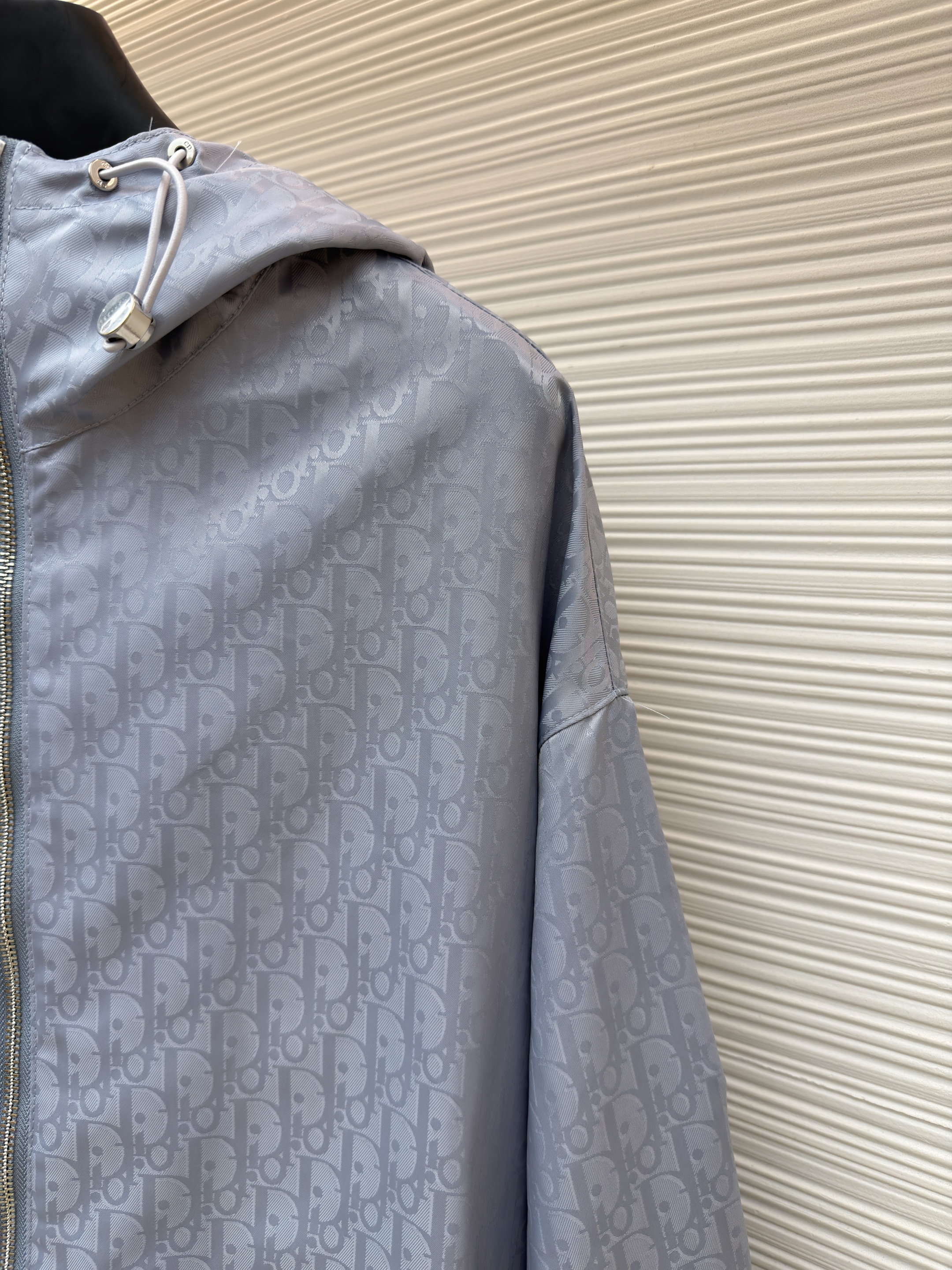 DIOR 迪奥 Oblique 满印暗纹印花拉链连帽夹克 外套 长袖 藏蓝色 浅蓝色 B2