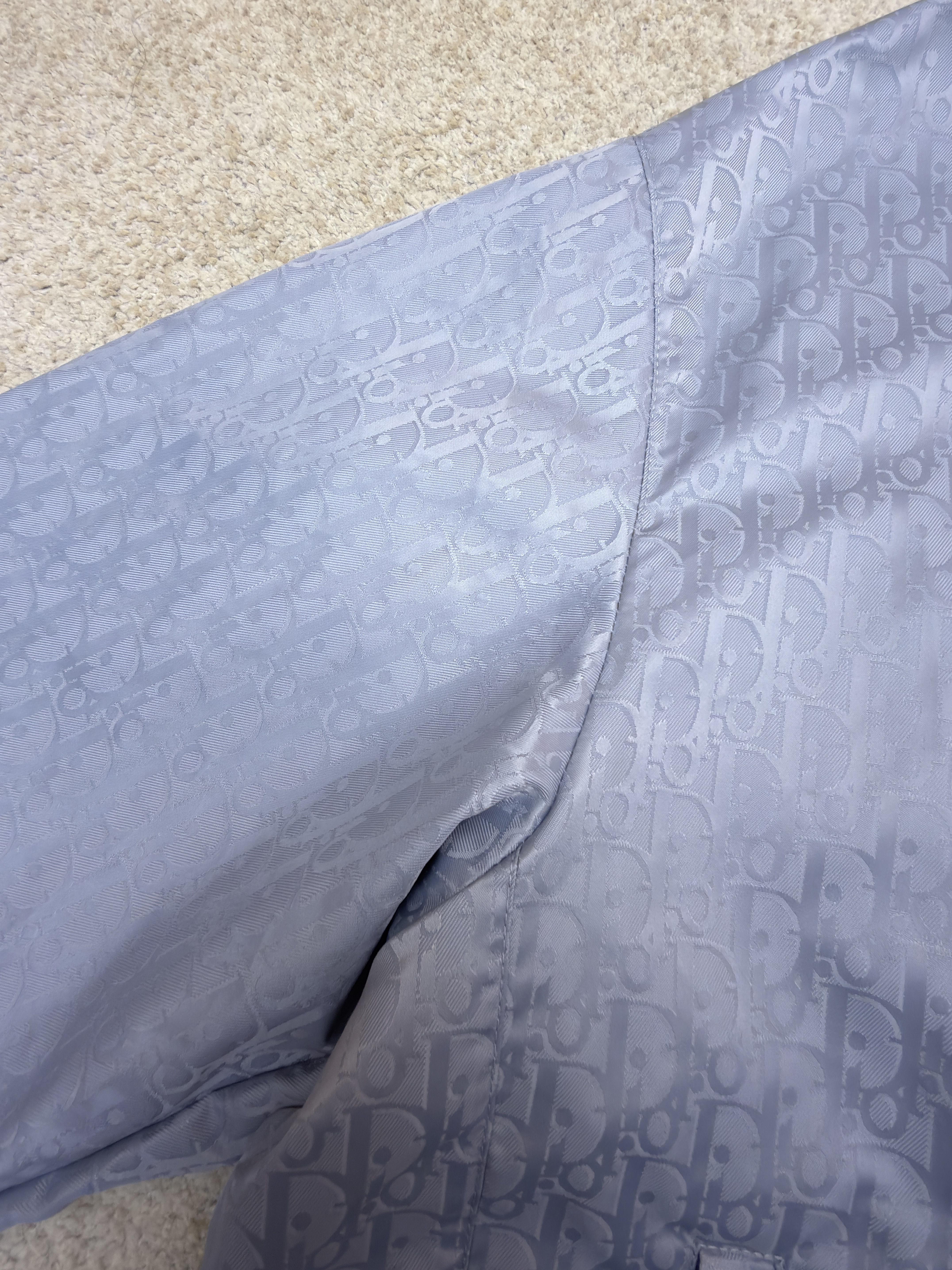 DIOR 迪奥 Oblique 满印暗纹印花拉链连帽夹克 外套 长袖 藏蓝色 浅蓝色 B2