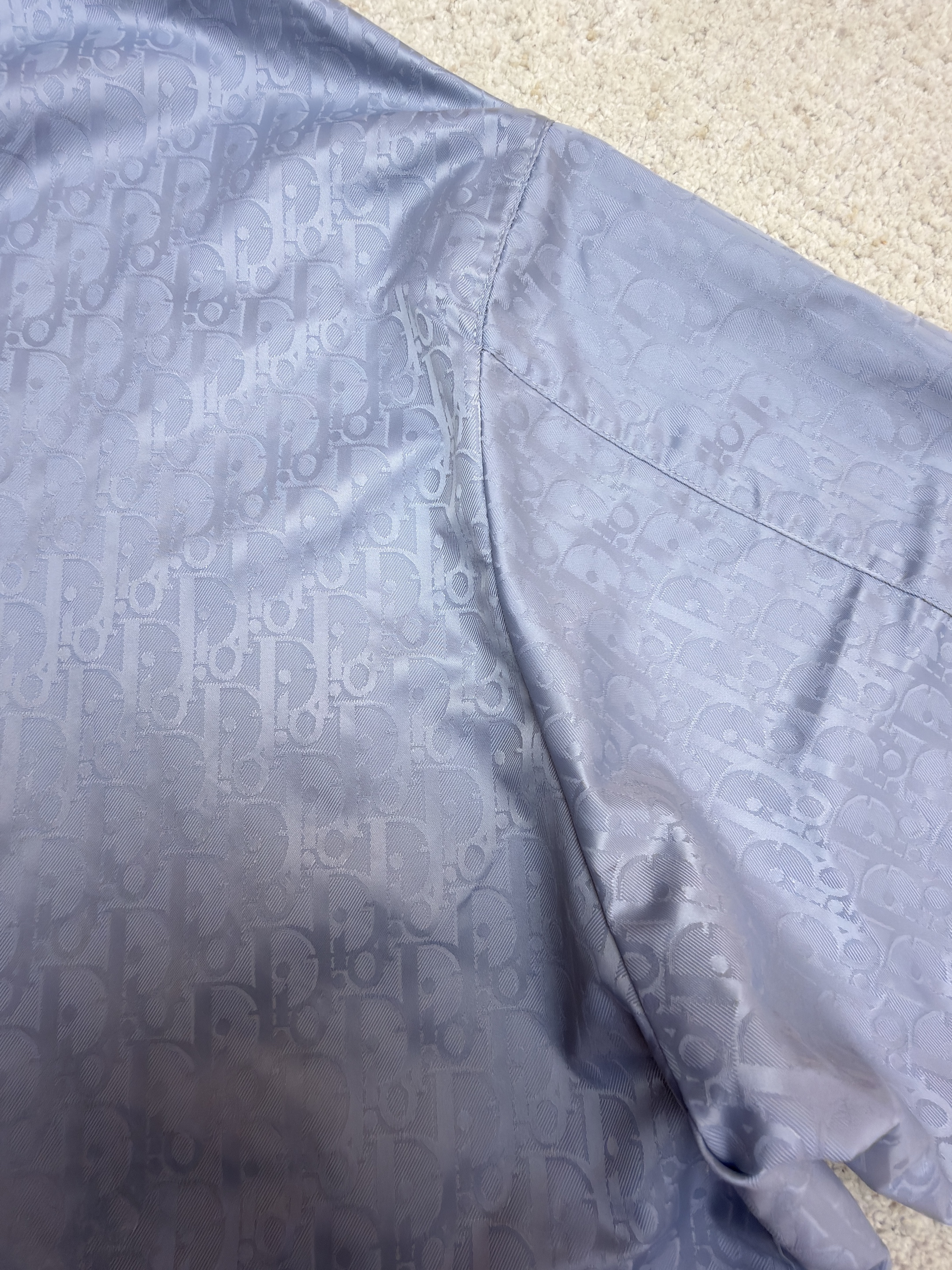 DIOR 迪奥 Oblique 满印暗纹印花拉链连帽夹克 外套 长袖 藏蓝色 浅蓝色 B2