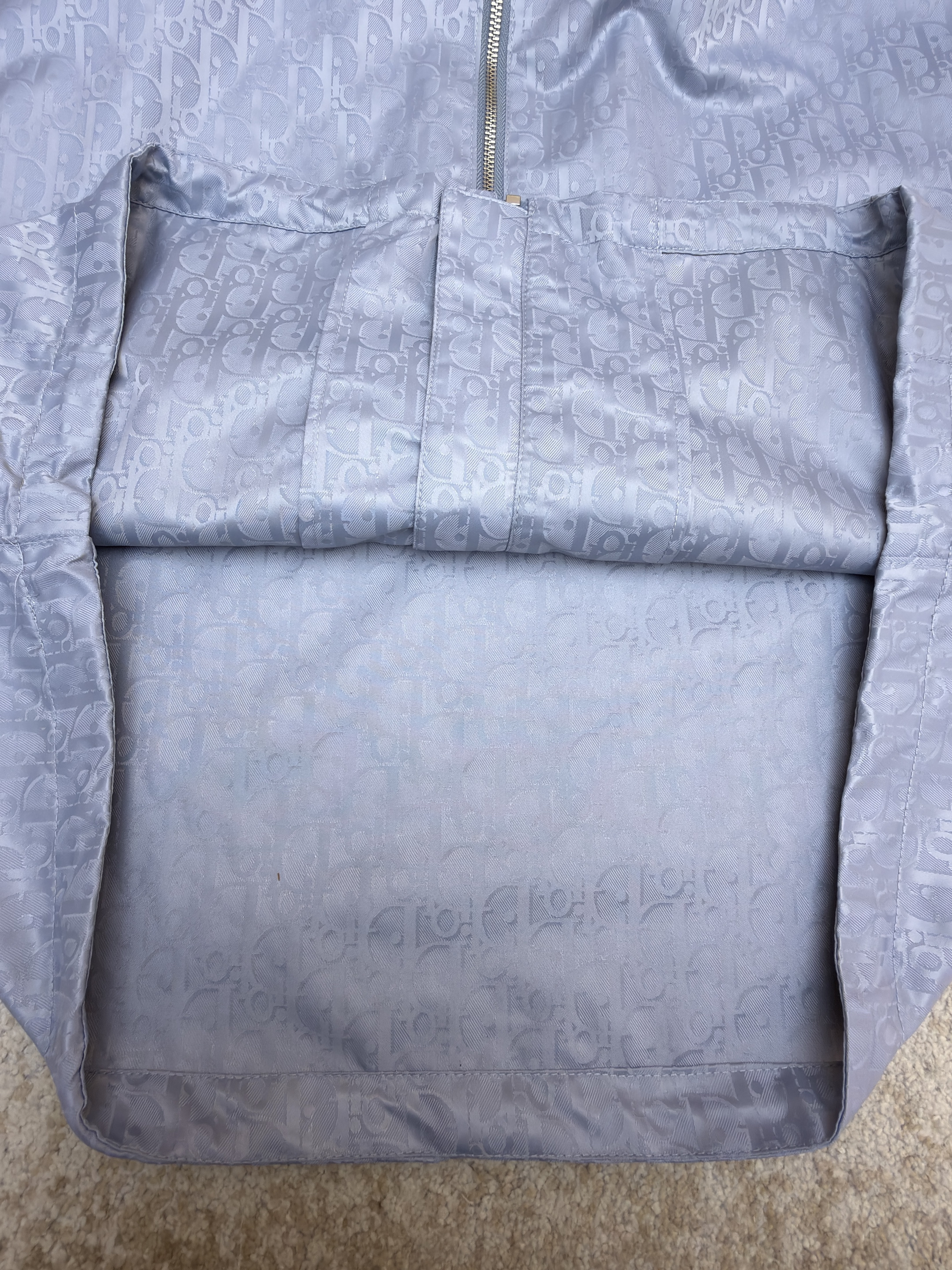 DIOR 迪奥 Oblique 满印暗纹印花拉链连帽夹克 外套 长袖 藏蓝色 浅蓝色 B2