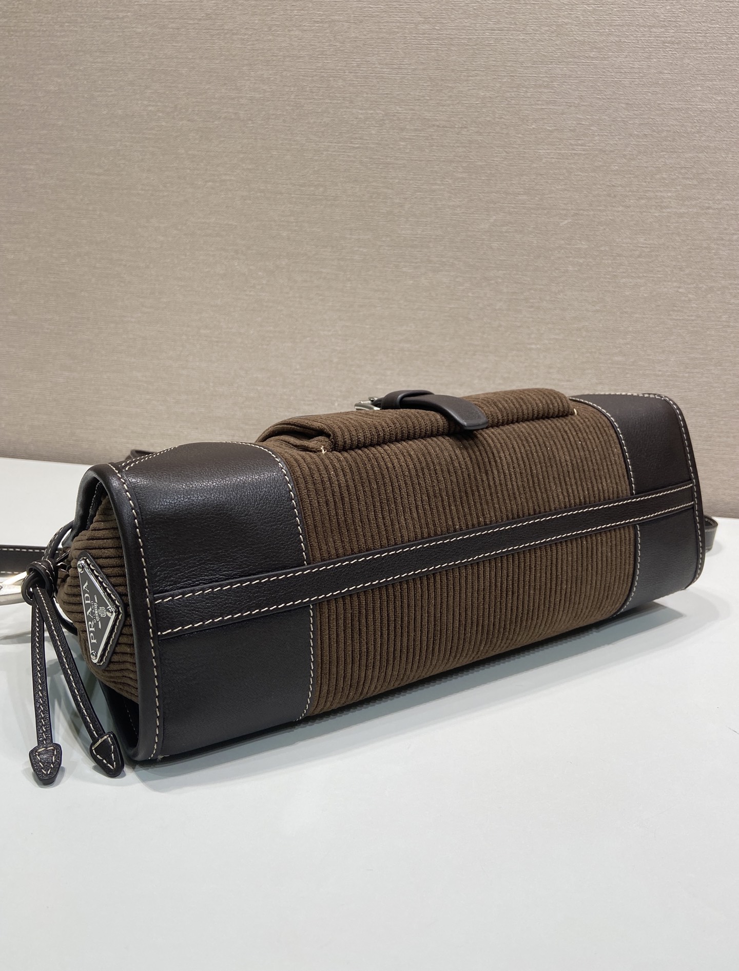 中号 普拉达 PRADA Bonnie 手提单肩包 灯芯绒 棕色  F0-1BA426_2ZS3_F0192