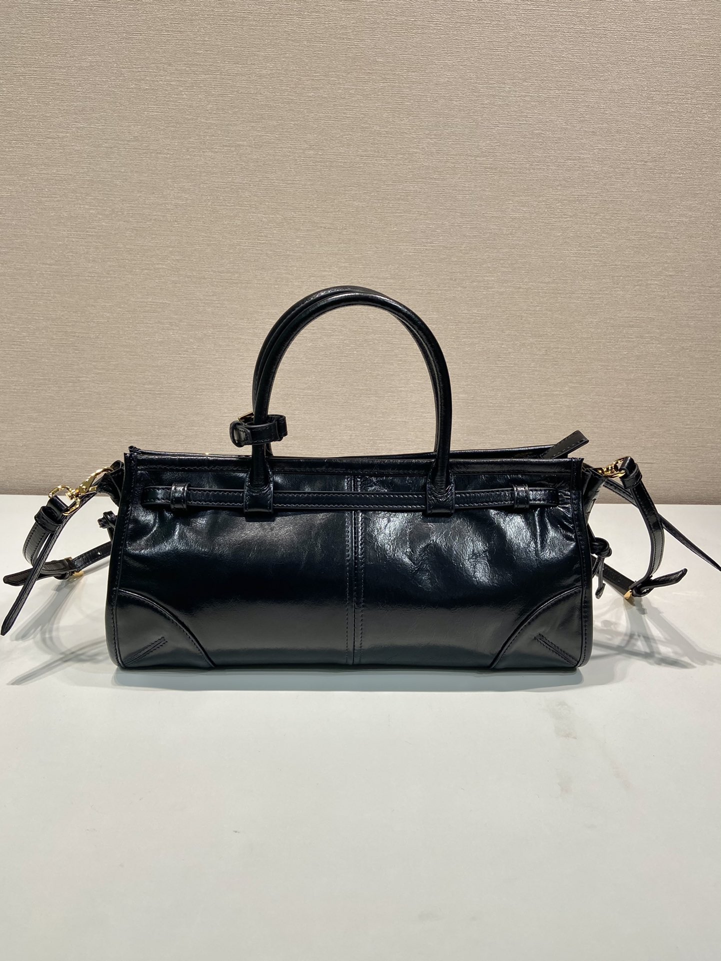 中号 普拉达 PRADA Bonnie 手提单肩包 皮革 黑色 F0-1BA426_2CYR_F0002_V_MOM
