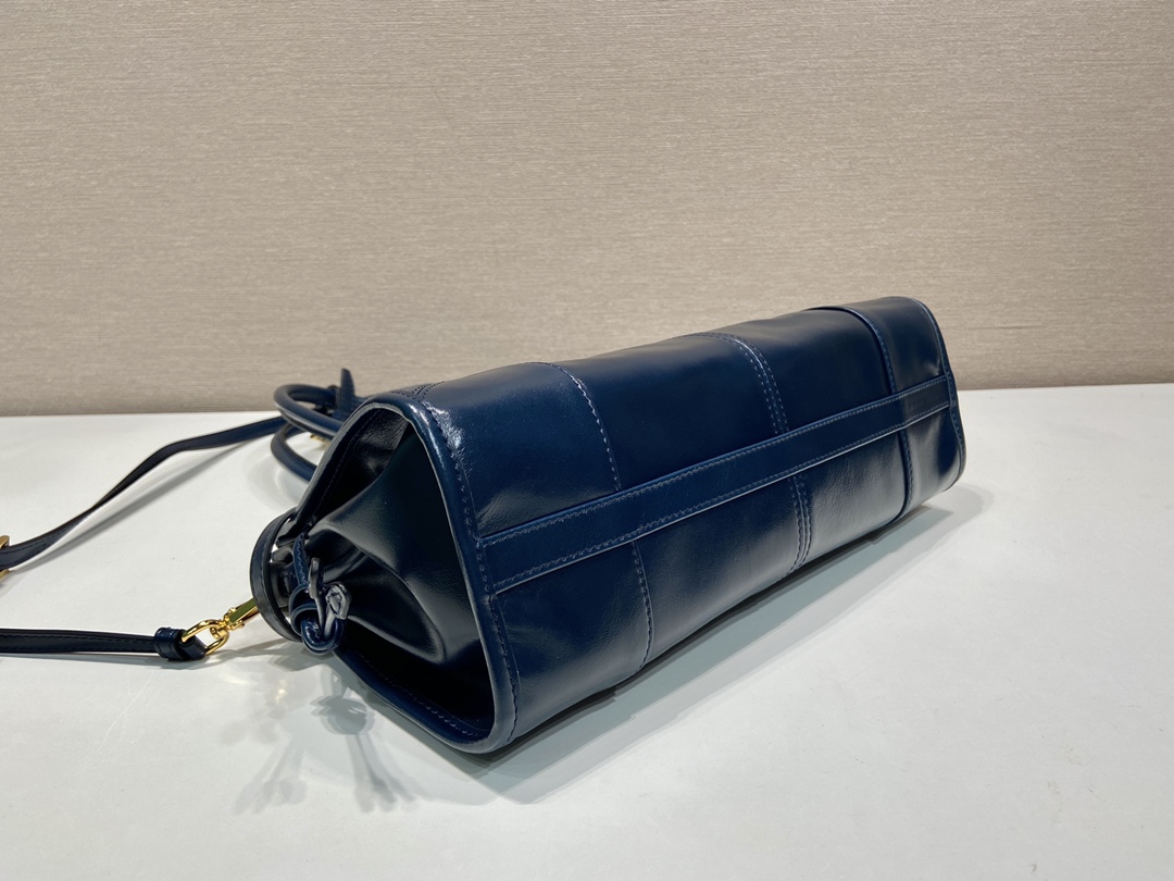 中号 普拉达 PRADA Bonnie 手提单肩包 皮革 蓝色 F0-1BA426 