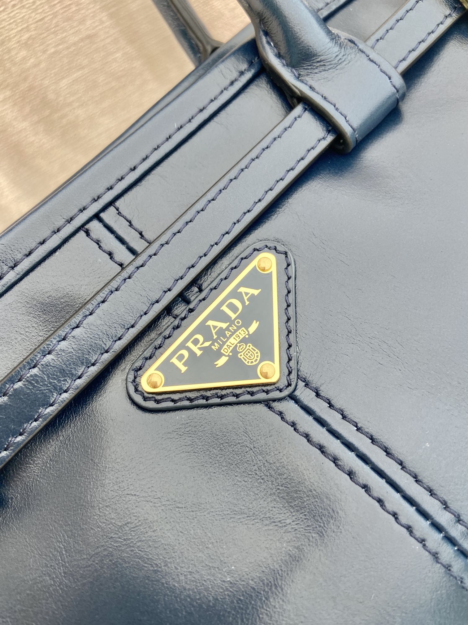 中号 普拉达 PRADA Bonnie 手提单肩包 皮革 蓝色 F0-1BA426 