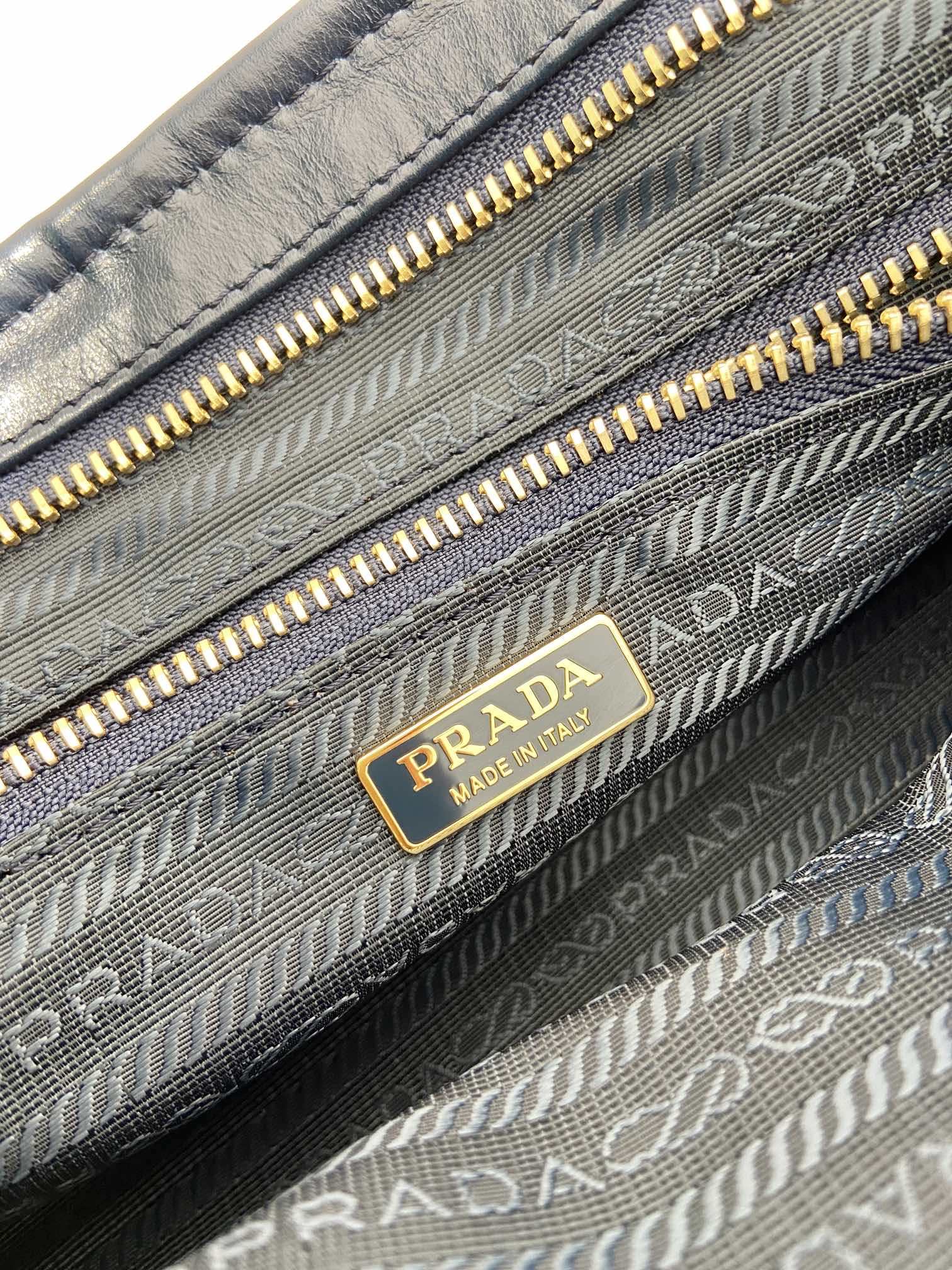 中号 普拉达 PRADA Bonnie 手提单肩包 皮革 蓝色 F0-1BA426 