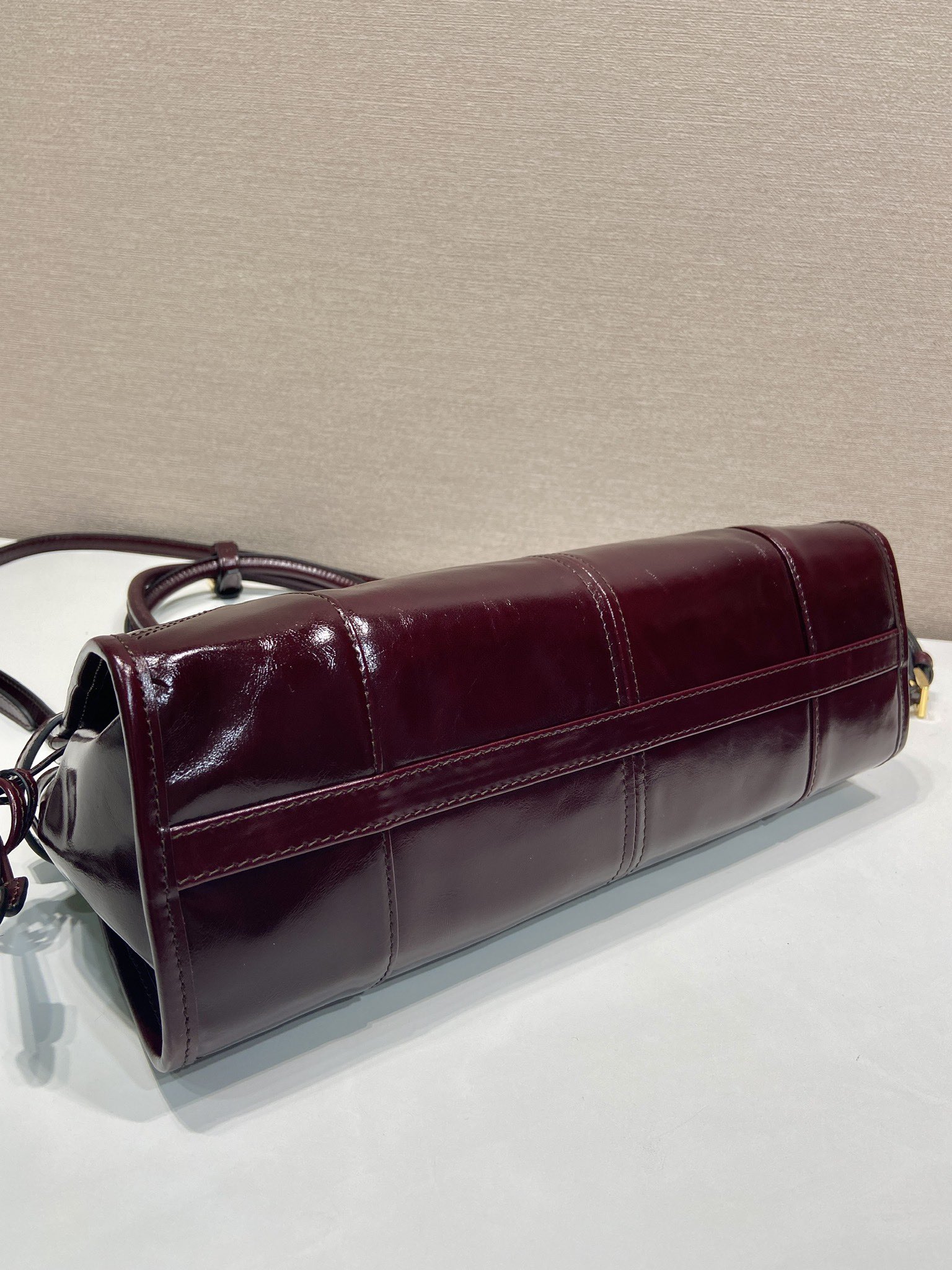 中号 普拉达 PRADA Bonnie 手提单肩包 皮革 勃艮第红色 F0-1BA426_2CYR_F0LV7