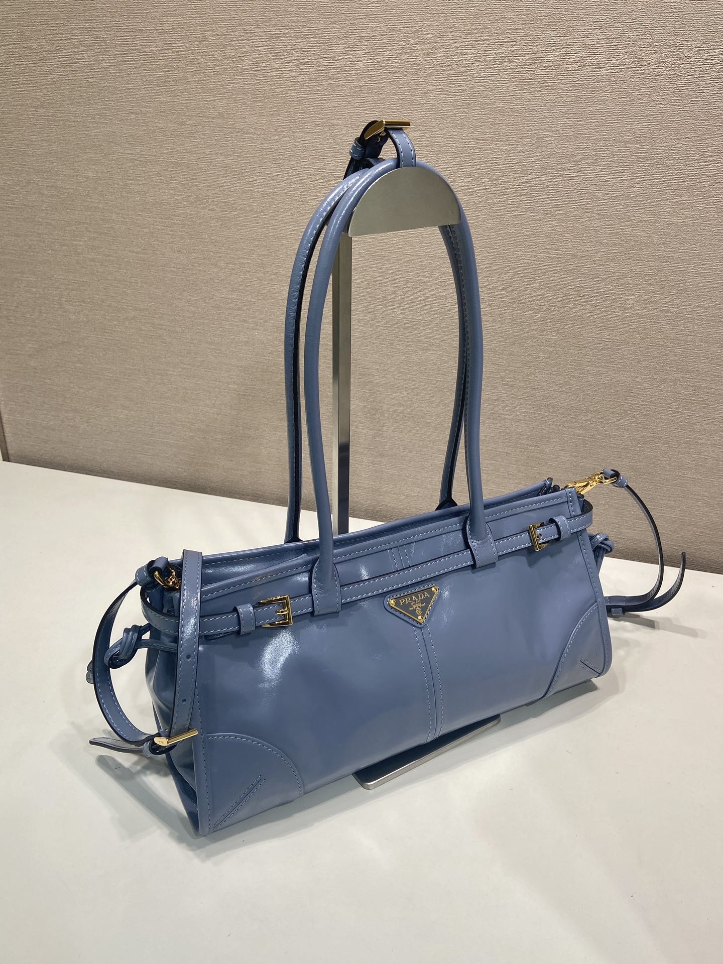 中号 普拉达 PRADA Bonnie 手提单肩包 皮革 航空蓝 F0-1BA426_2CYR_F05GU_V_MOO