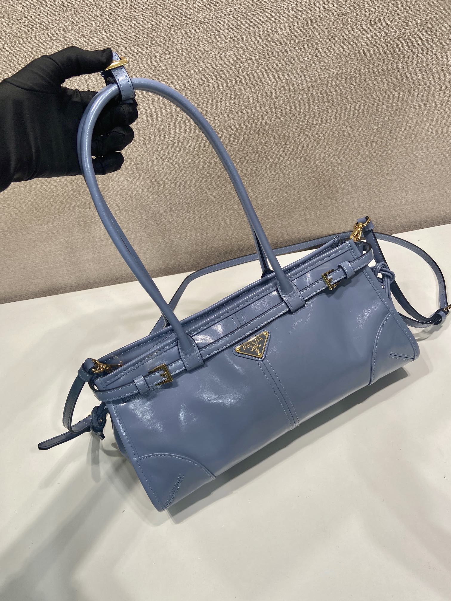中号 普拉达 PRADA Bonnie 手提单肩包 皮革 航空蓝 F0-1BA426_2CYR_F05GU_V_MOO
