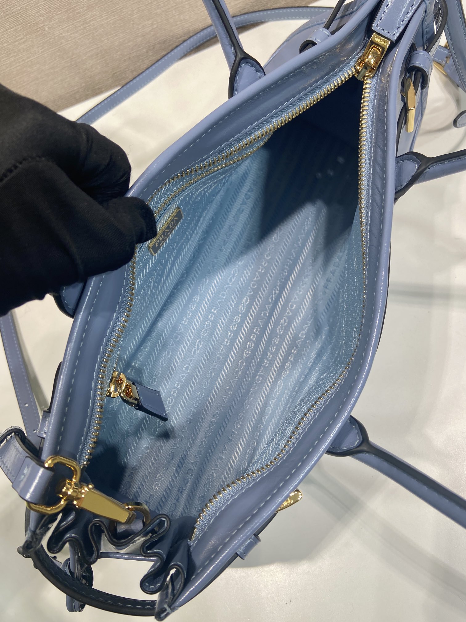 中号 普拉达 PRADA Bonnie 手提单肩包 皮革 航空蓝 F0-1BA426_2CYR_F05GU_V_MOO