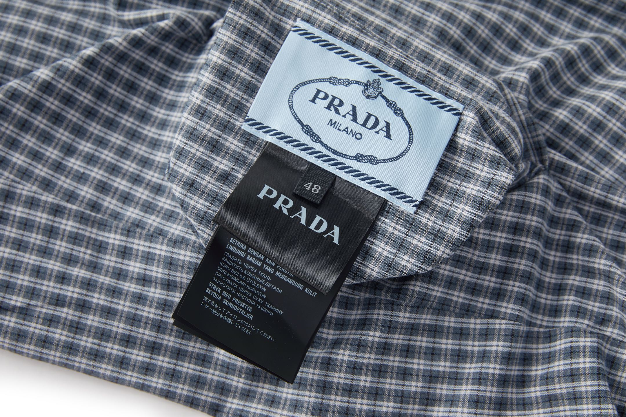 PRADA 普拉达 双面两穿格子钢标拉链外套 夹克 长袖 蓝色 C0