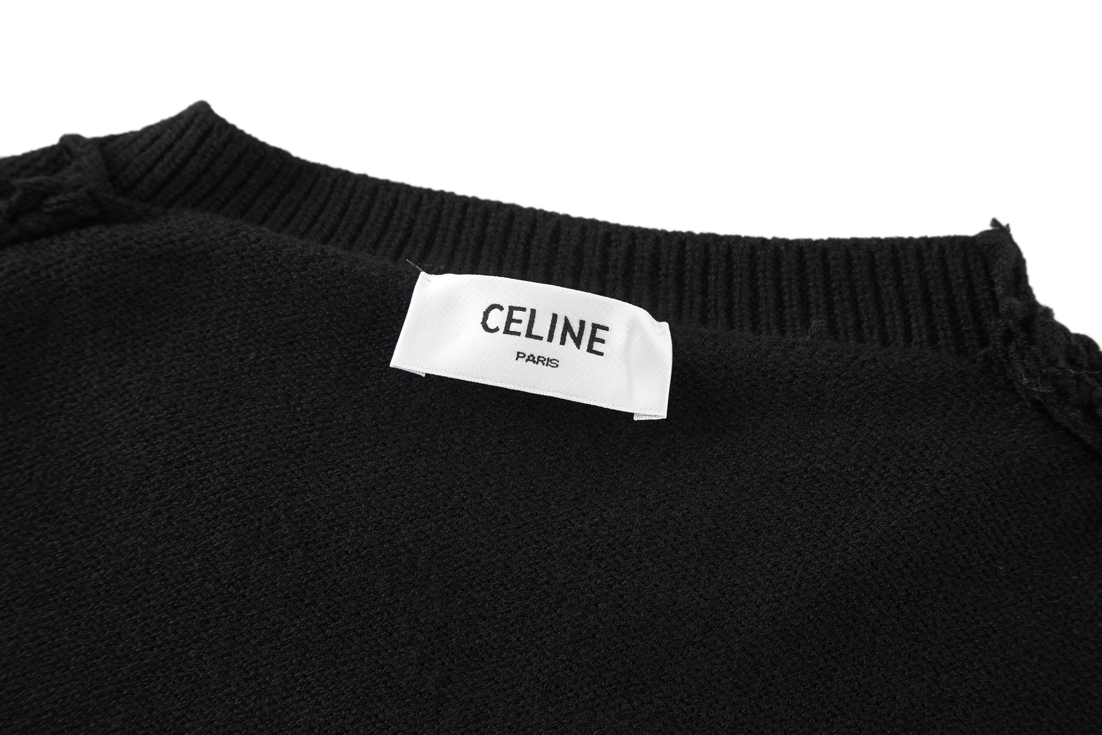 CELINE 赛琳 凯旋门提花圆领毛衣套头 针织衫 长袖 外套 黑色 B0 