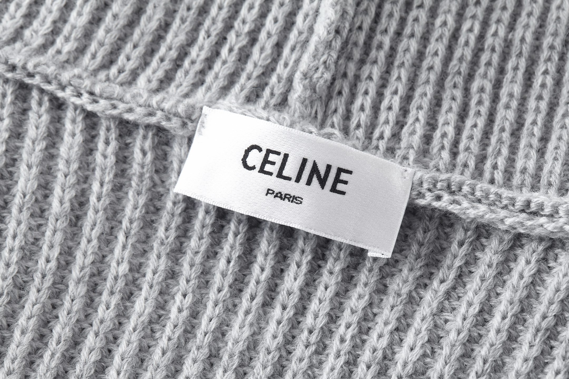 CELINE 赛琳 刺绣标识纽针织连帽衫 针织衫 毛衣 长袖 外套 灰色 B0 
