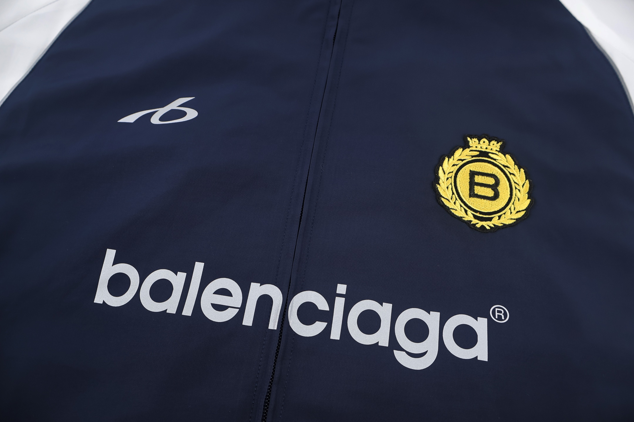 Balenciaga 巴黎世家 撞色皇冠刺绣反光印花拉链运动夹克 外套 长袖 藏蓝色 红色 B2