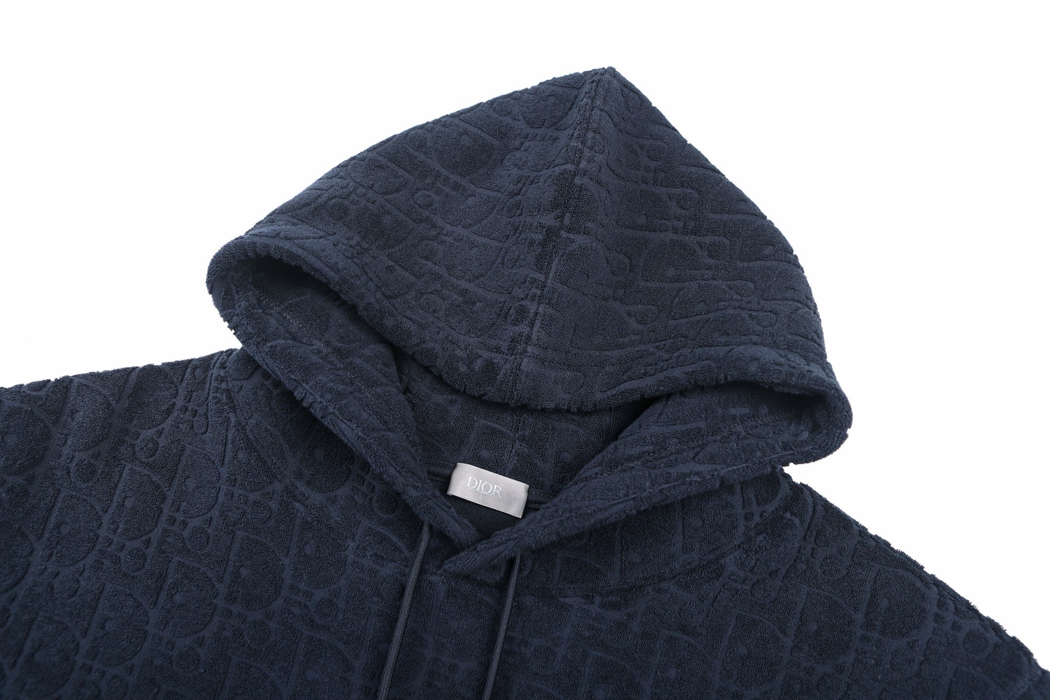 DIOR 迪奥 满印字母毛巾棉连帽卫衣 套头 秋冬 外套 长袖 白色 藏蓝色 B0 