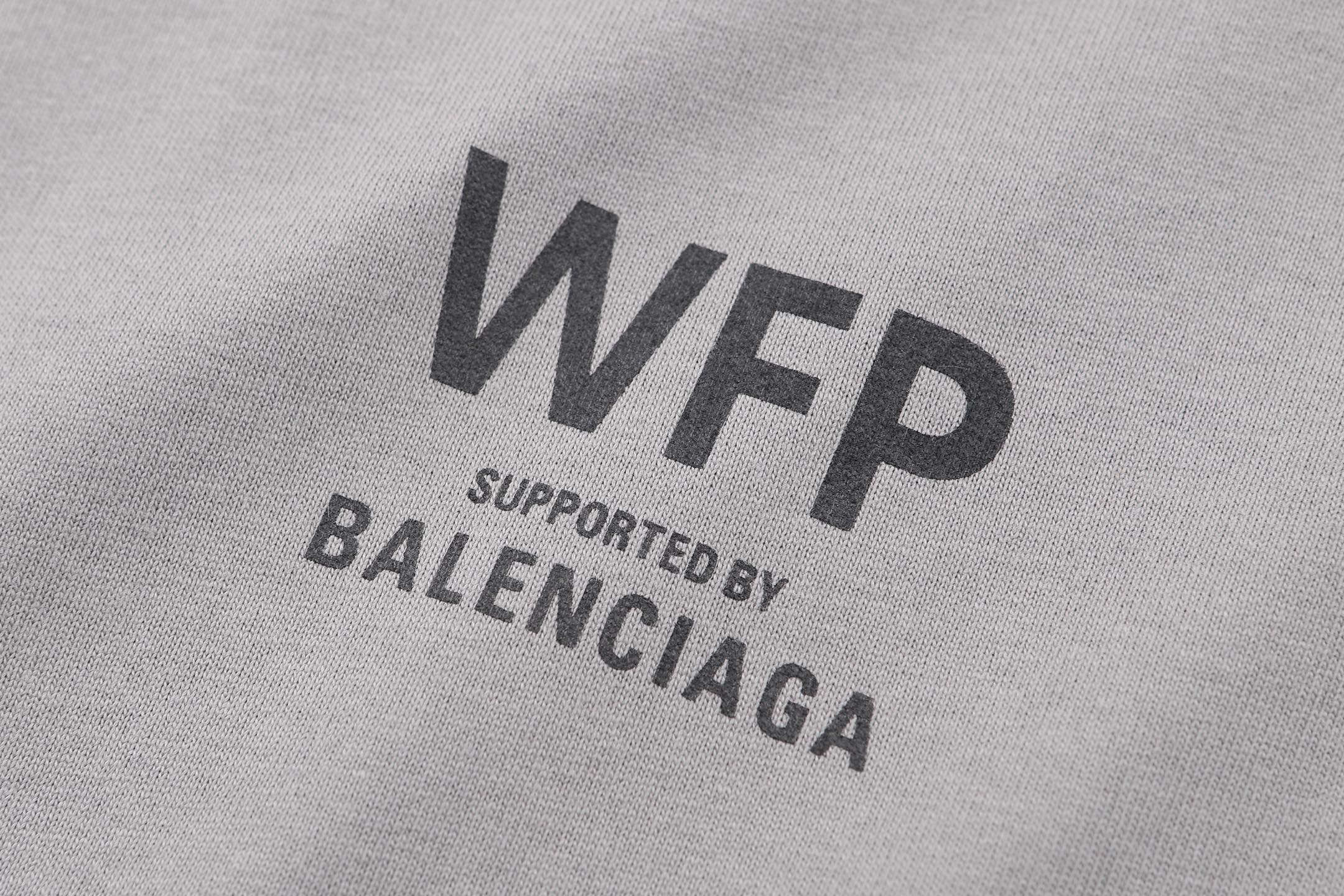 Balenciaga 巴黎世家 WFP字母印花圆领短袖 T恤 圆领 夏季 藏蓝色 灰色 A0 