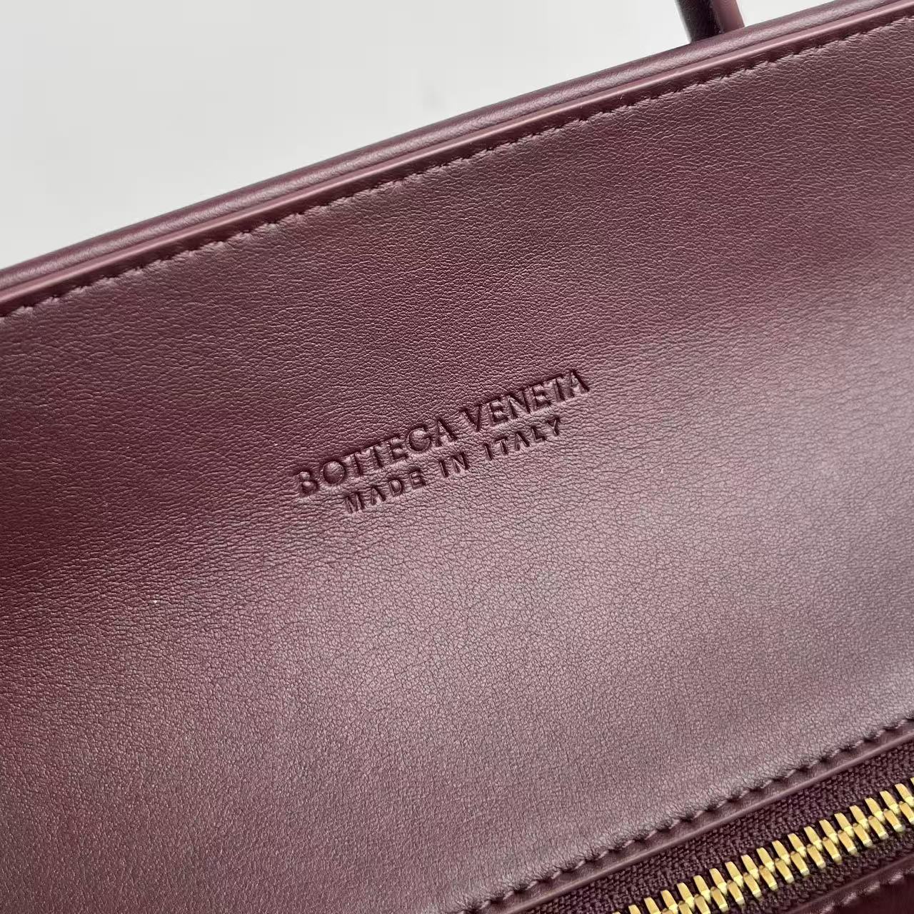 托特 Middle BV Bottega Veneta Barbara Woven Zip Tote Bag (sheepskin) 红色平面- J0-868327