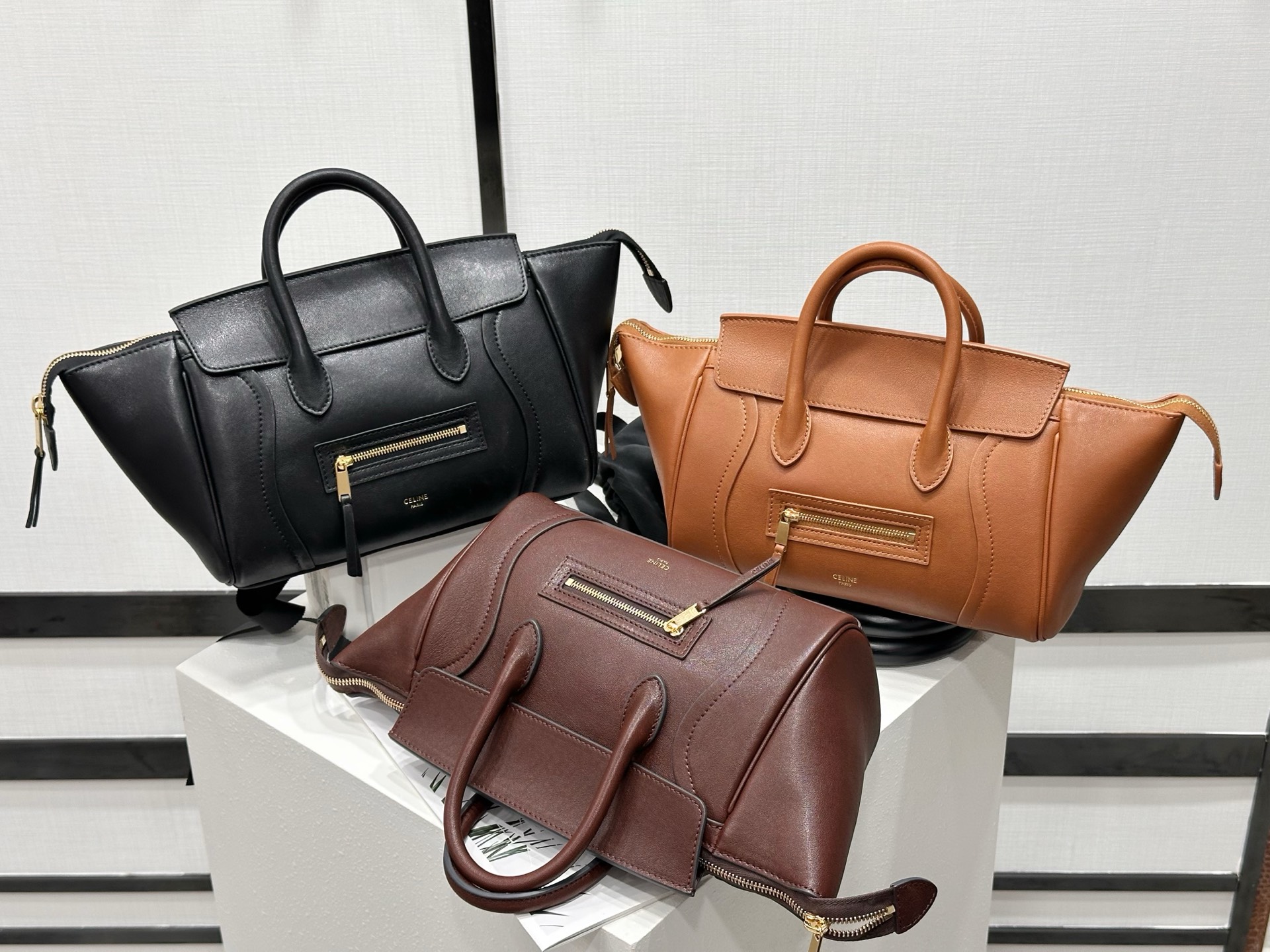 小号 CELINE Luggage 赛琳  单肩 手提包  羊皮 三色 124213