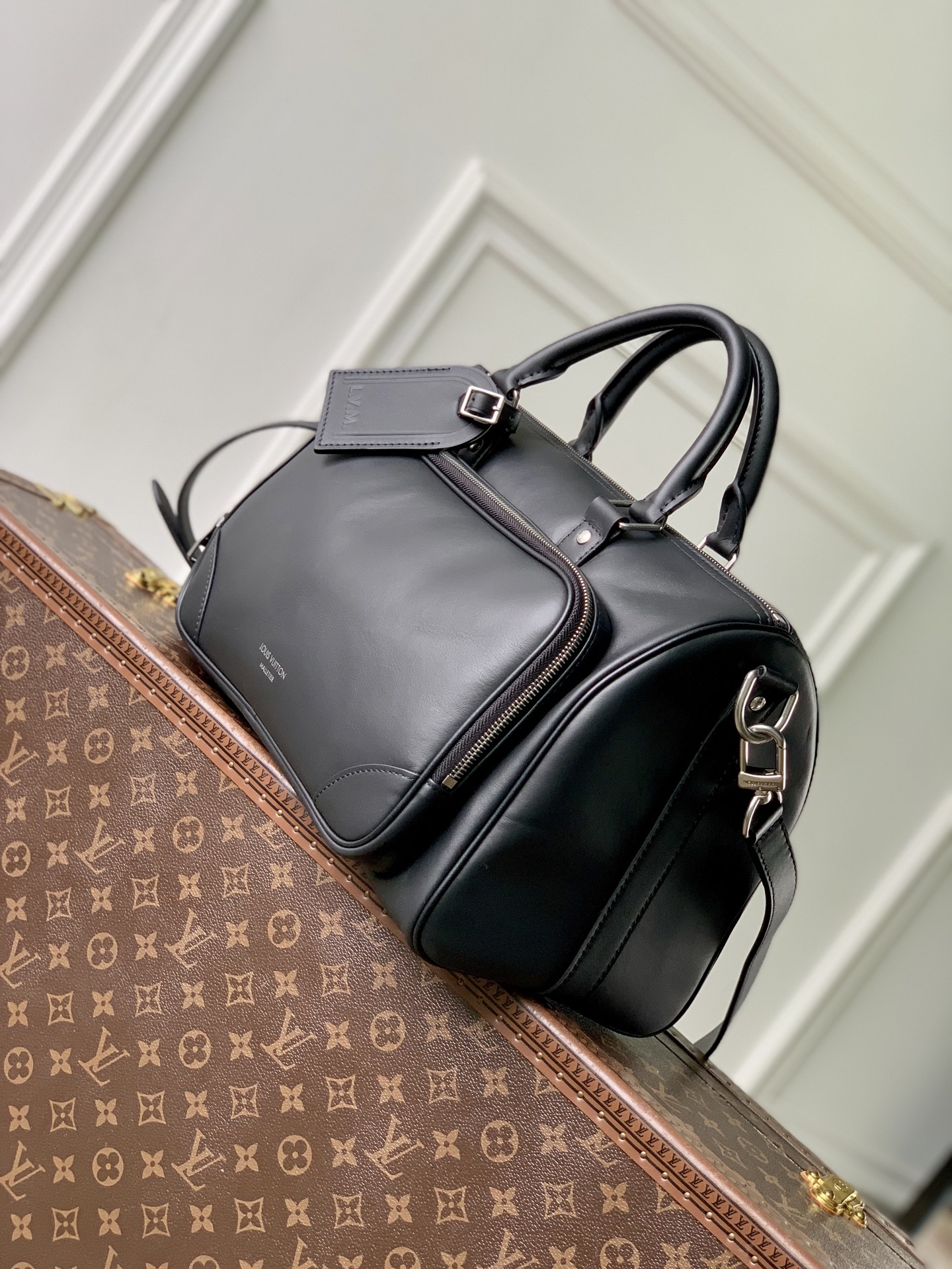 35CM LOUIS VUITTONNANO LV keepall CARGO BANDOULIERE 35 单肩 手提包 牛皮 黑色 J0- 
