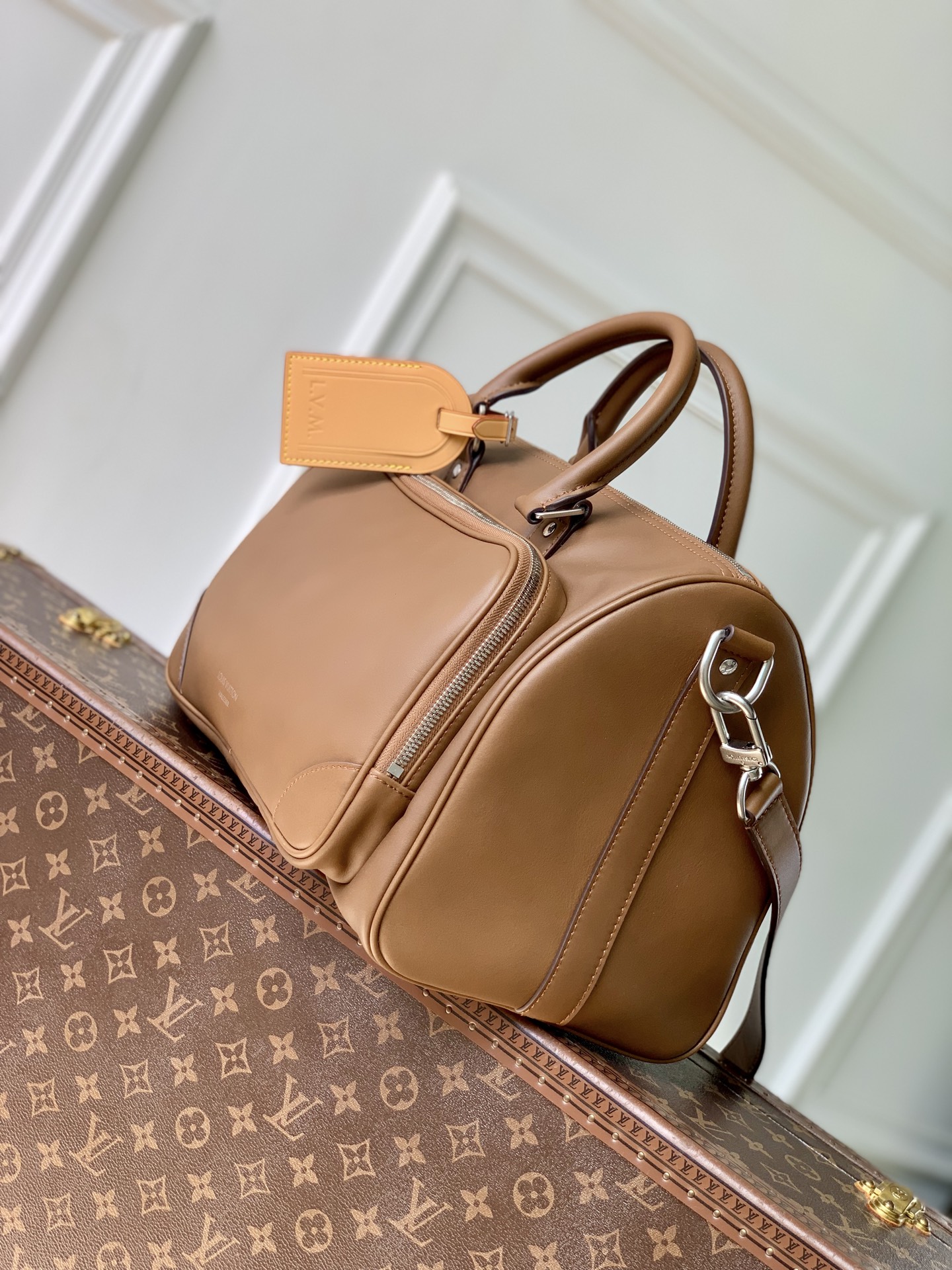 35CM LOUIS VUITTONNANO LV keepall CARGO BANDOULIERE 35 单肩 手提包 牛皮 焦糖色J0-M28100
