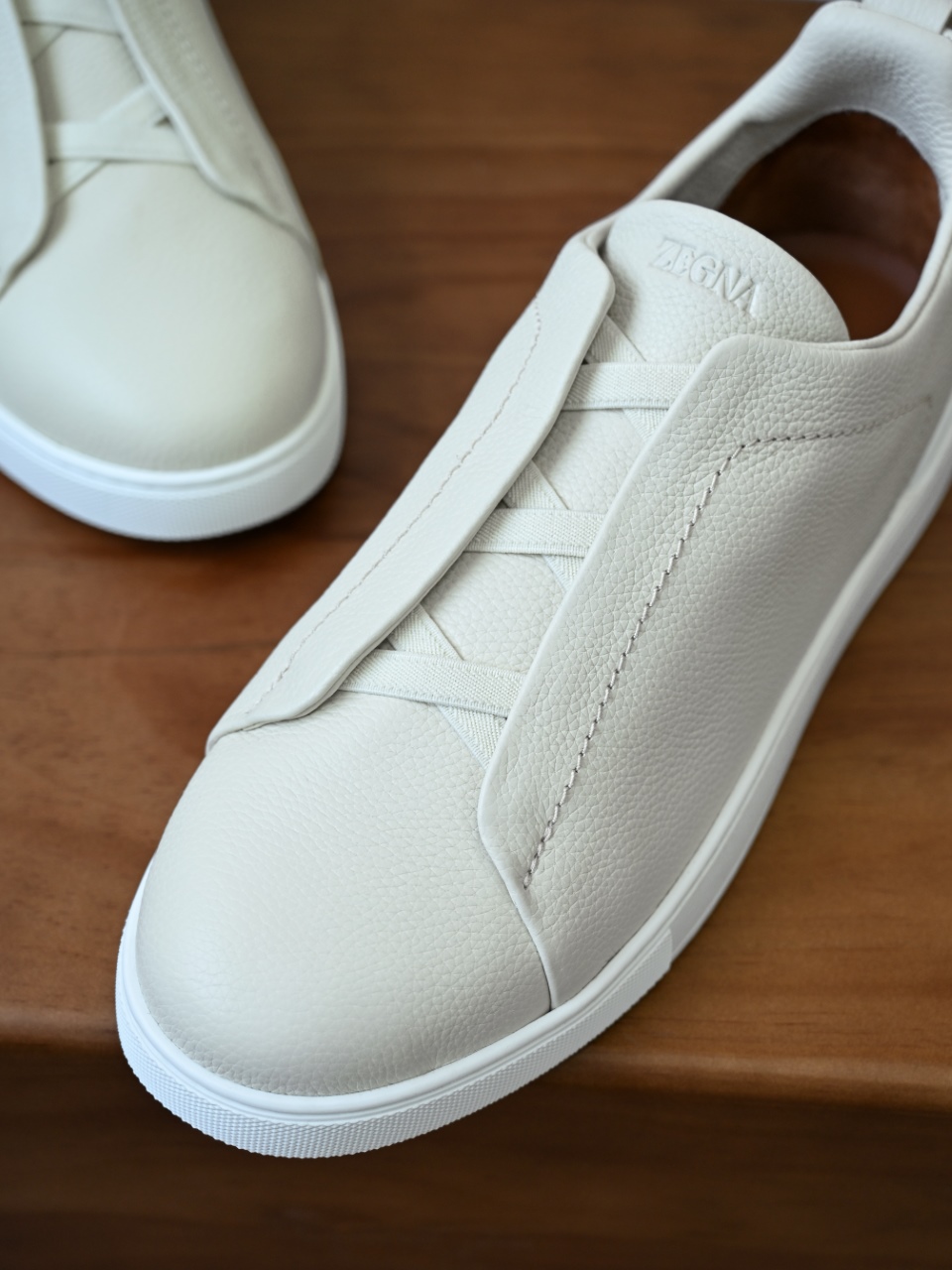 杰尼亚 Zegna  Triple Stitch （Grained cowhide）Laceless skate shoes-C0-LHCVO
