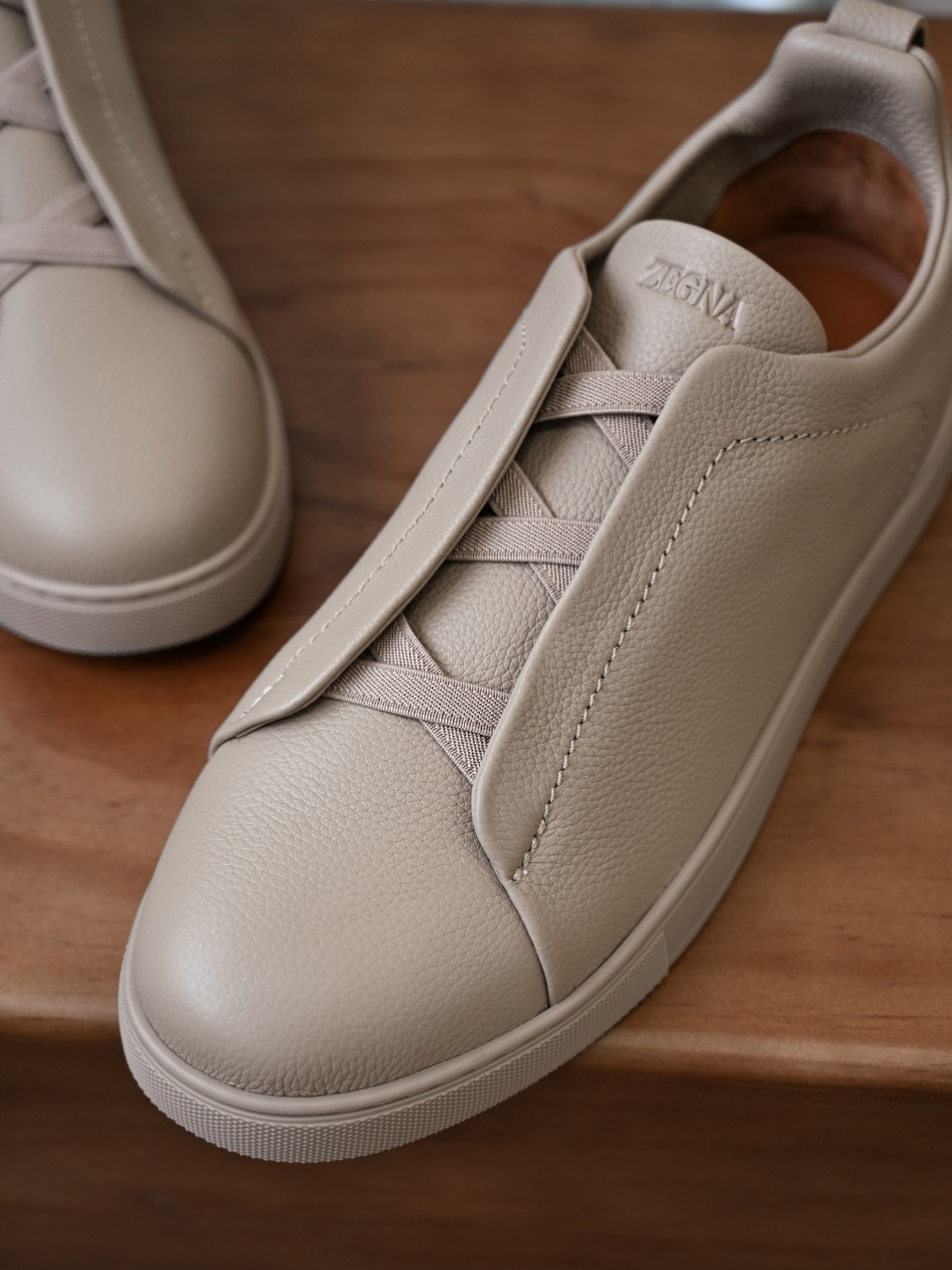 杰尼亚 Zegna  Triple Stitch （Grained cowhide）Laceless skate shoes-C0-LHCVO