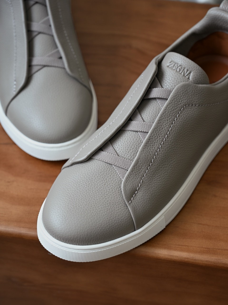 杰尼亚 Zegna  Triple Stitch （Grained cowhide）Laceless skate shoes-C0-LHCVO